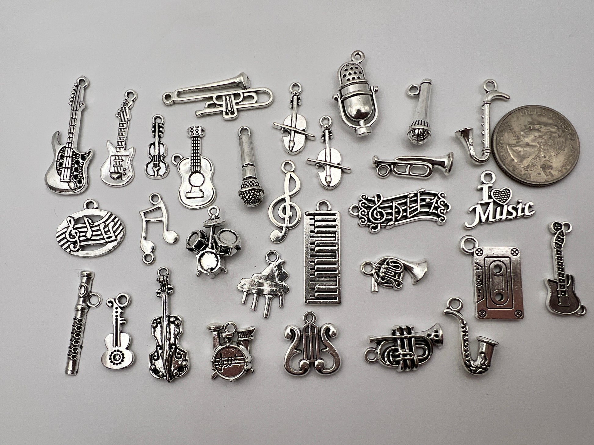 Tibetan Style Pendants/Charms Mixed Musical Instruments, 30 pc.
