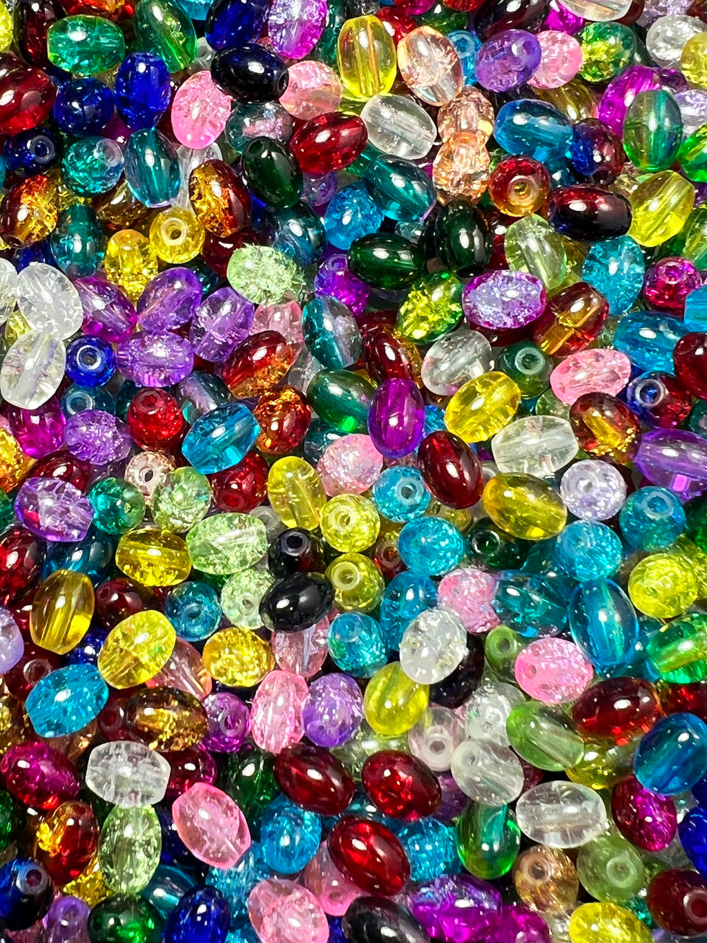 25 13X10mm Crackle Glass Barrel Beads Mixed Colors