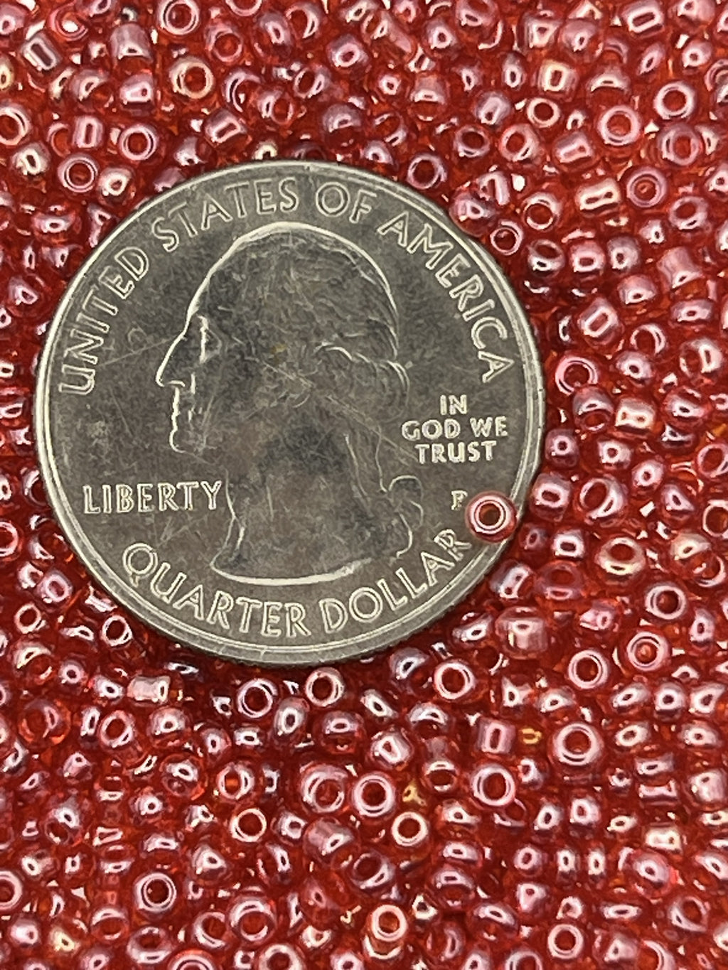 1oz. 12/0 Transparent Lustered Seed Beads Red