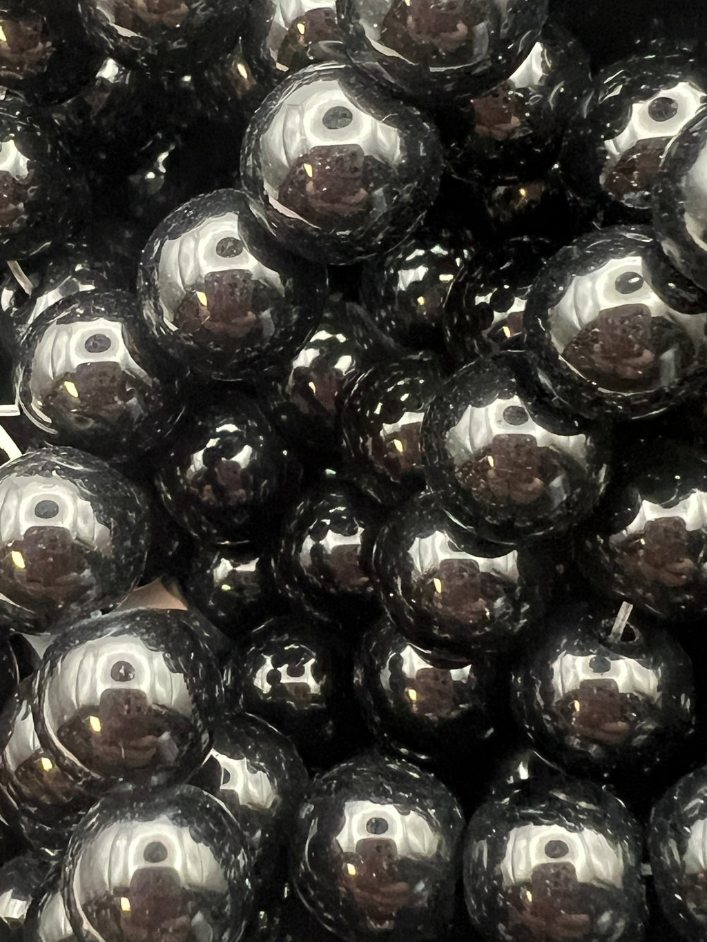 10mm Black Glass Pearl Beads - 35 Beads