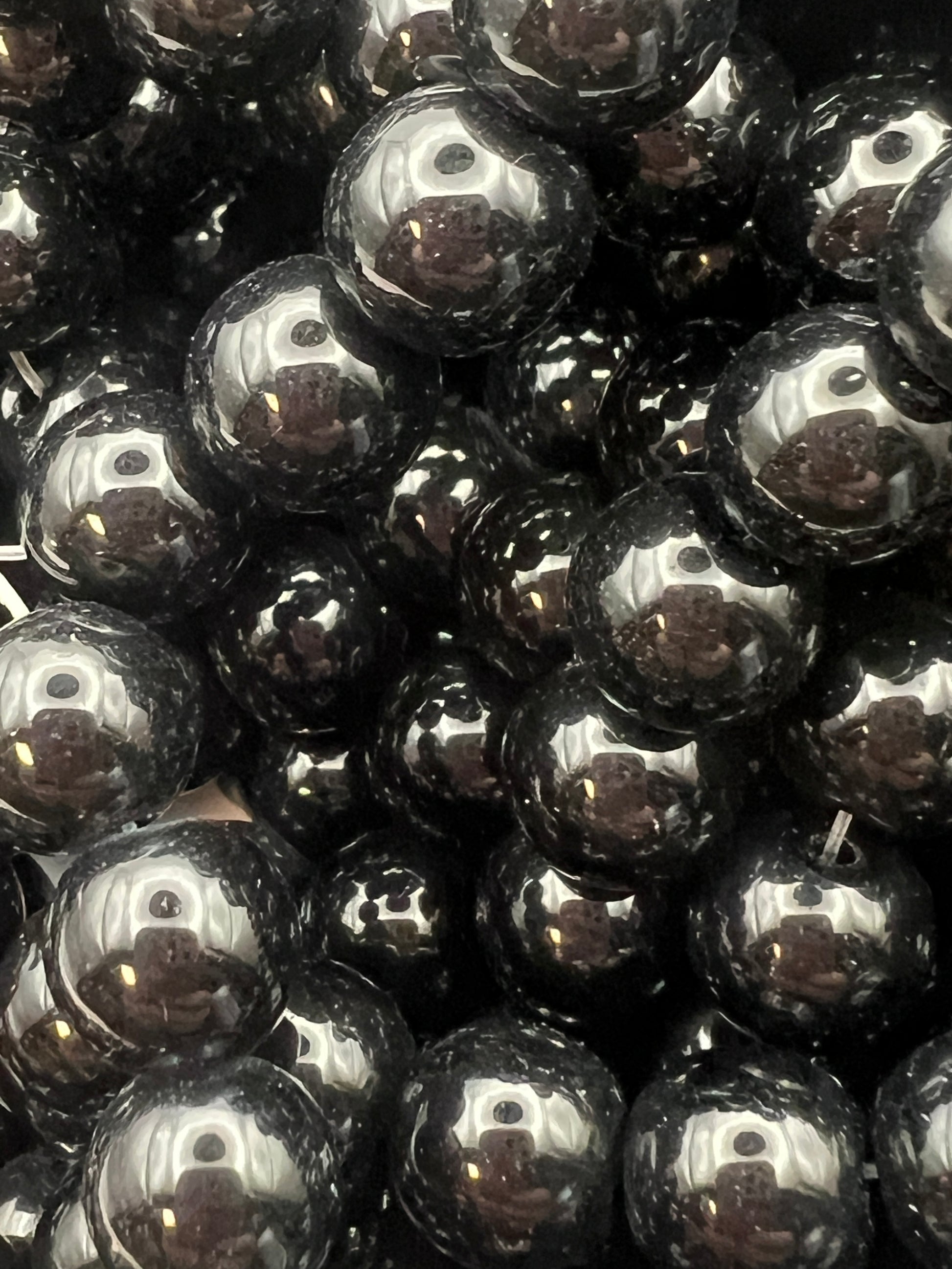 10mm Black Glass Pearl Beads - 35 Beads