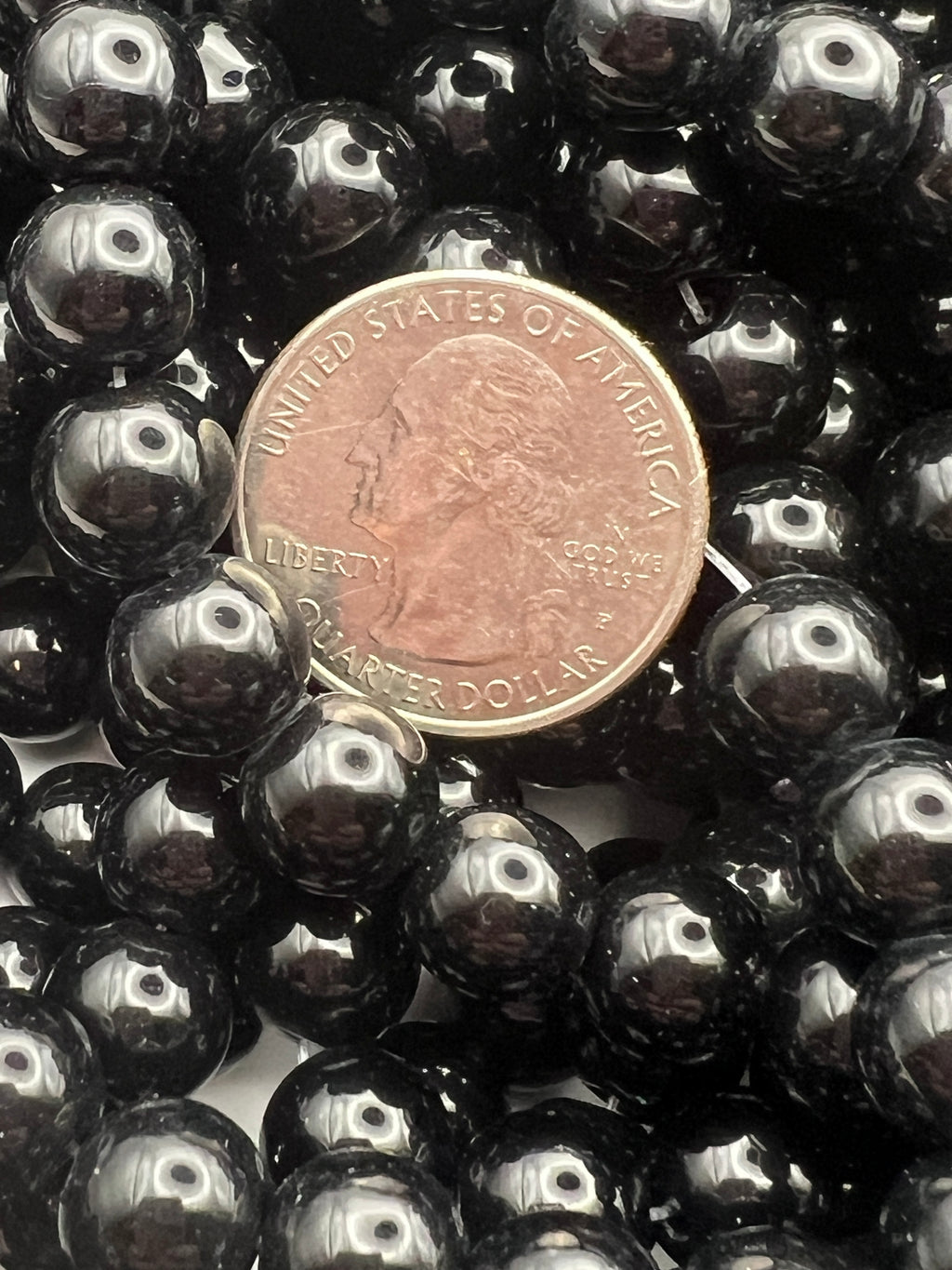 10mm Black Glass Pearl Beads - 35 Beads