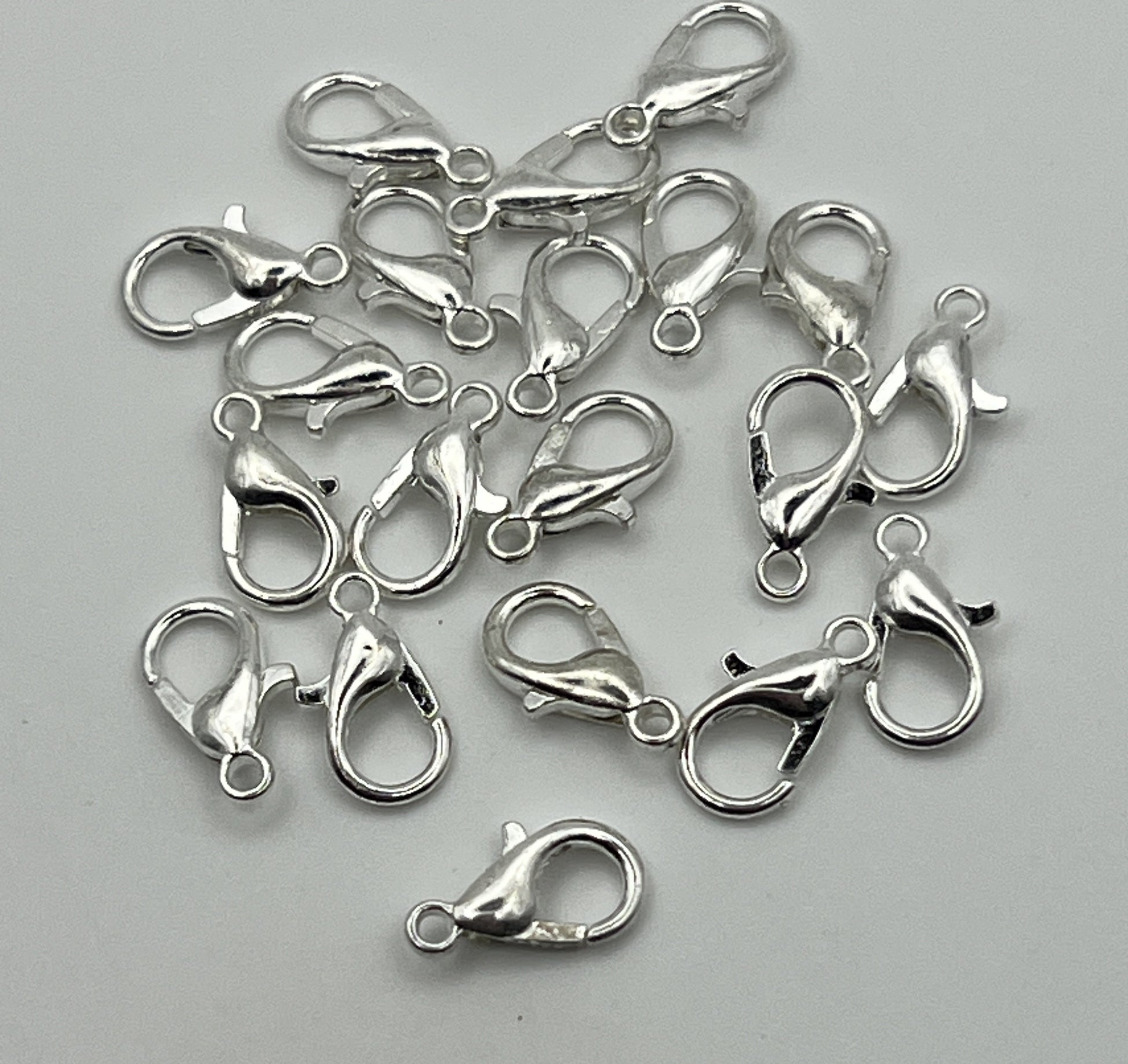 12X6mm Alloy Silvertone Lobster Claw Clasps - 20 pc.