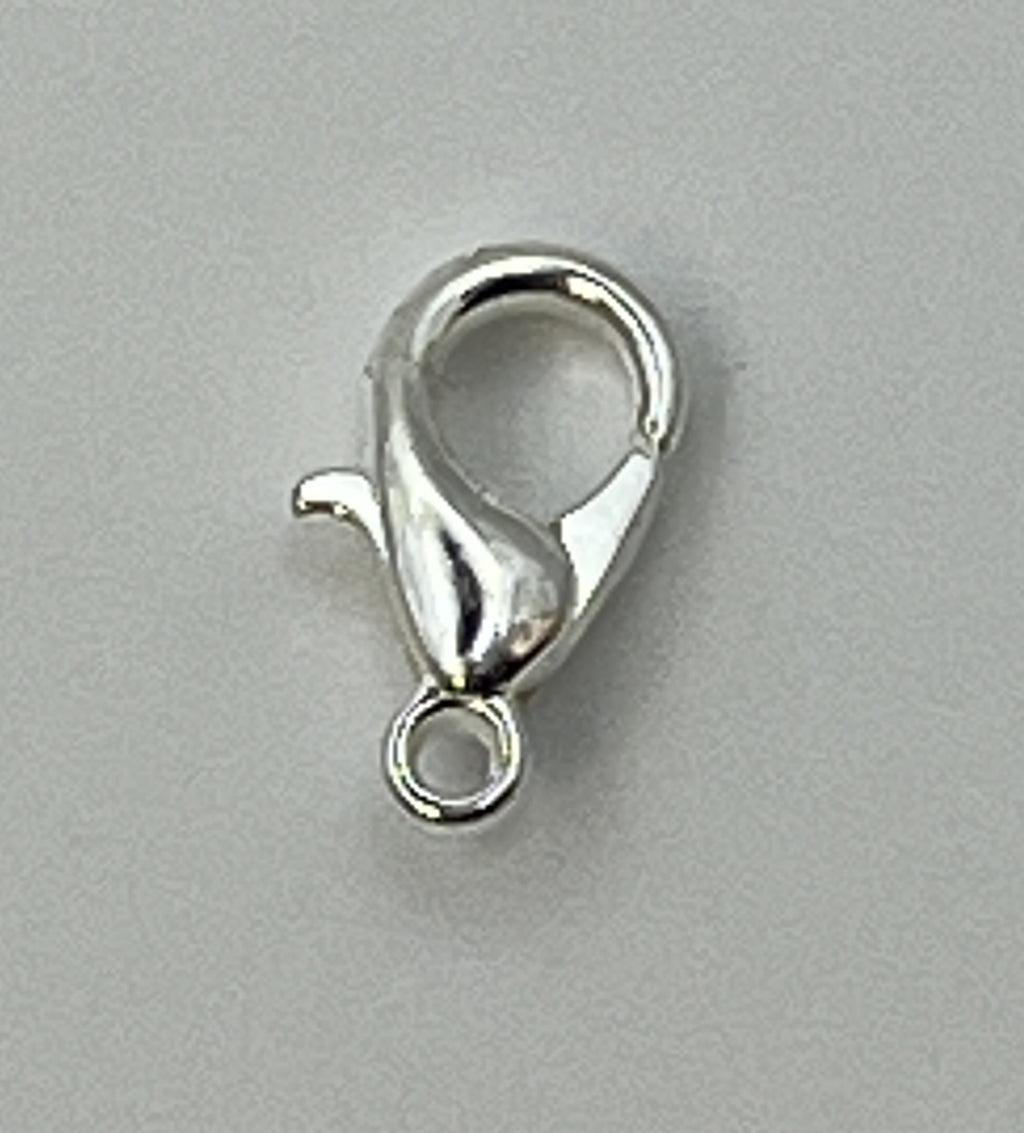 10x6mm Alloy Silvertone Lobster Claw Clasps - 20 pc.