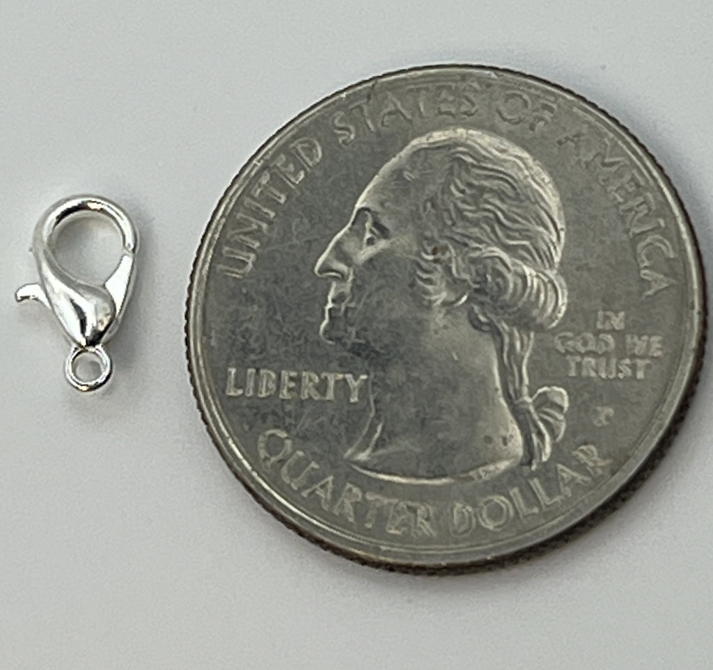 10x6mm Alloy Silvertone Lobster Claw Clasps - 20 pc.