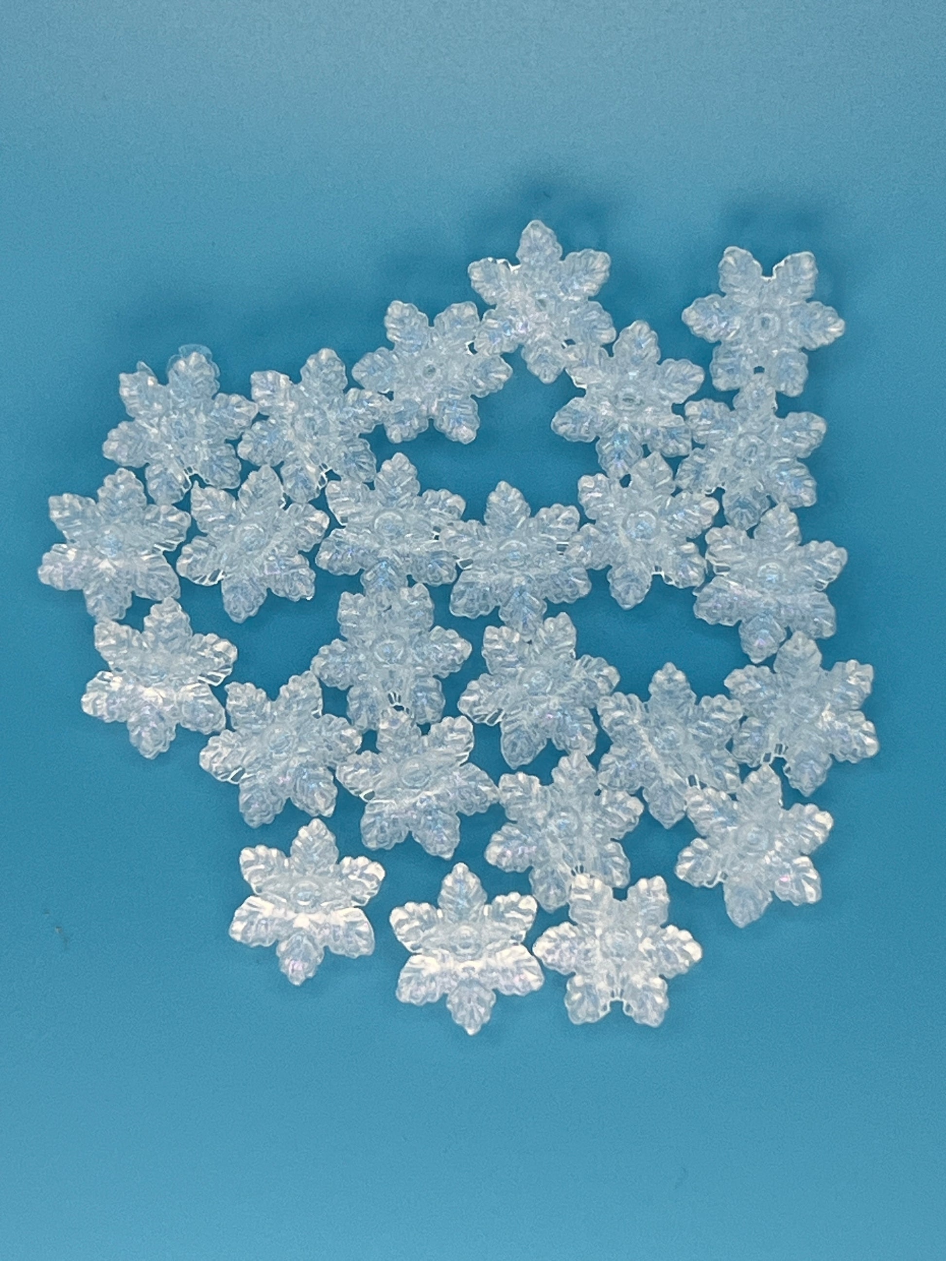 Transparent Clear Acrylic Snowflake Beads - 25 Beads