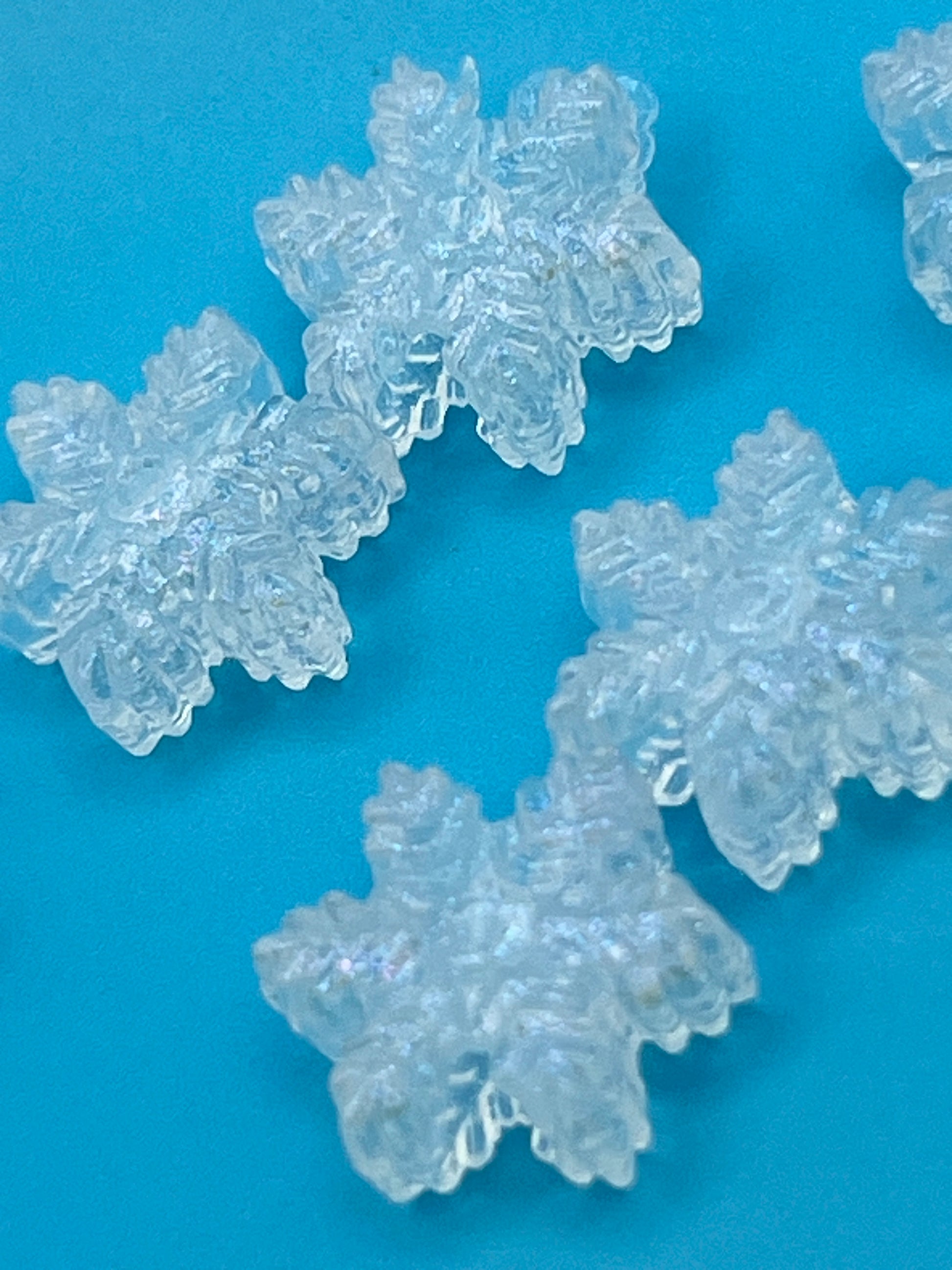 Transparent Clear Acrylic Snowflake Beads - 25 Beads