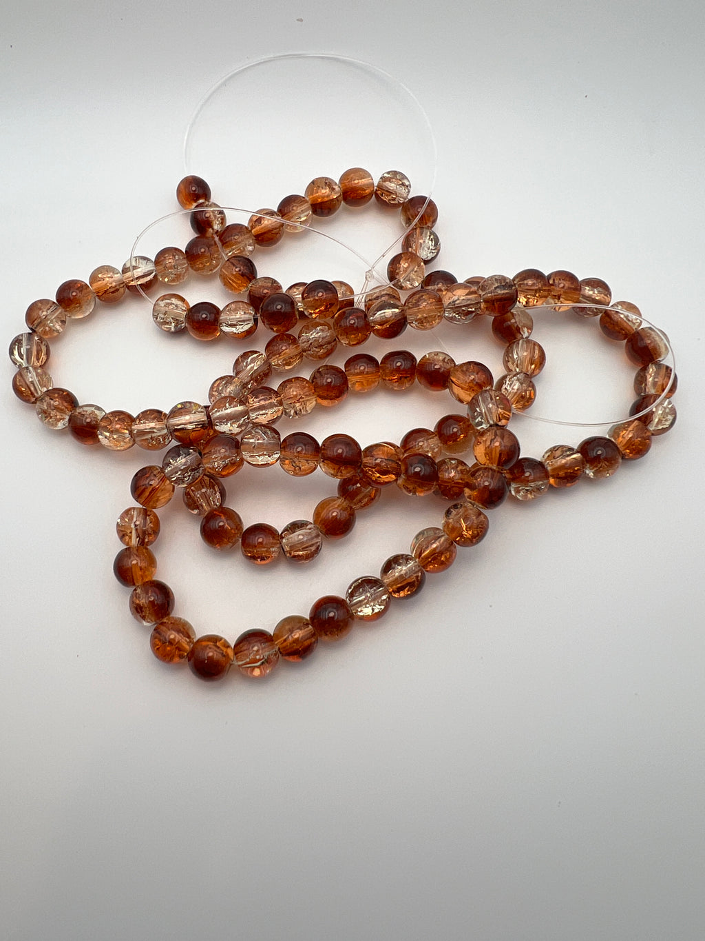 8mm Multi-Tone Crackle Glass Beads in Chocolate Sparkle - 50 Beads