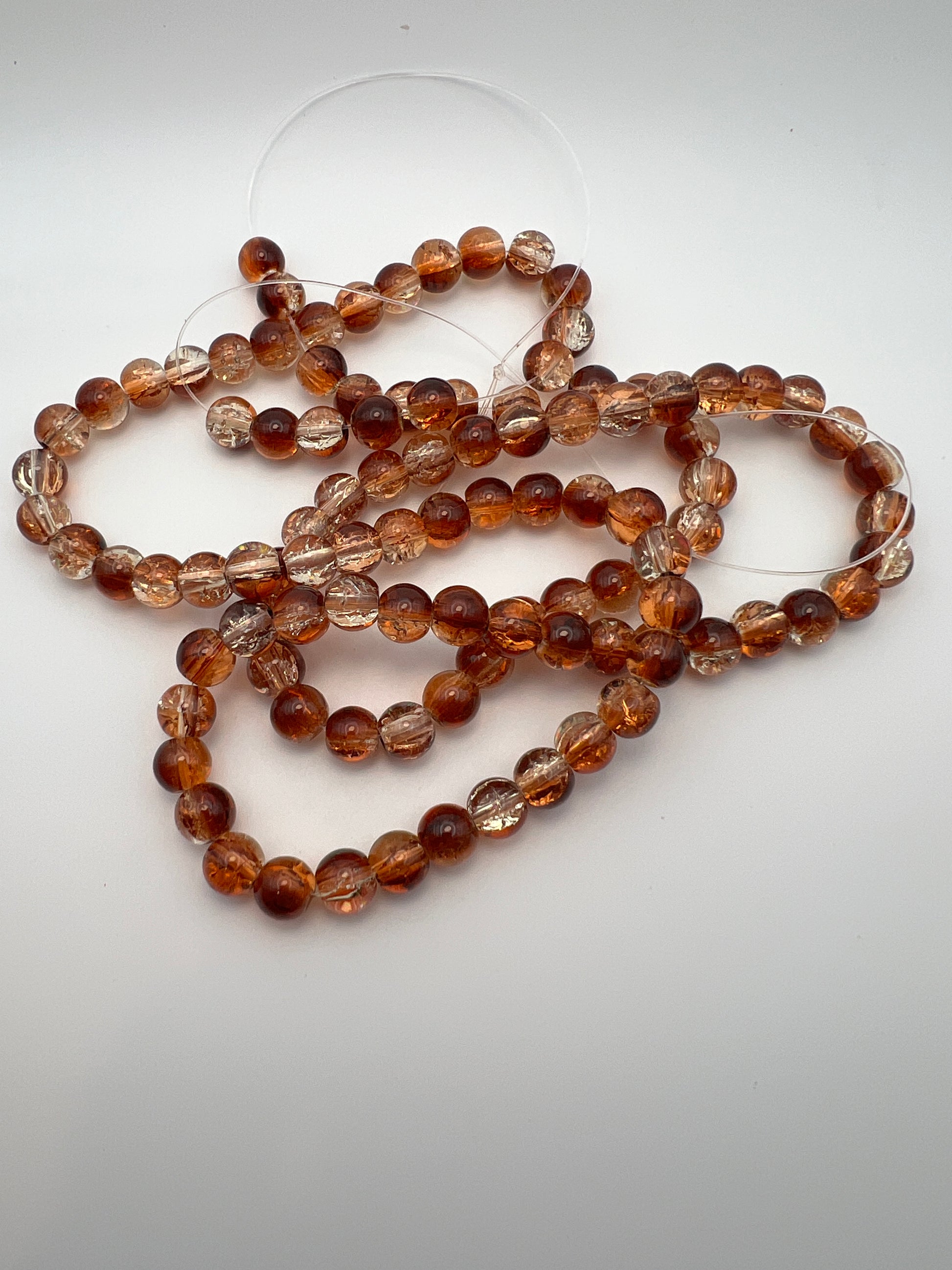 8mm Multi-Tone Crackle Glass Beads in Chocolate Sparkle - 50 Beads