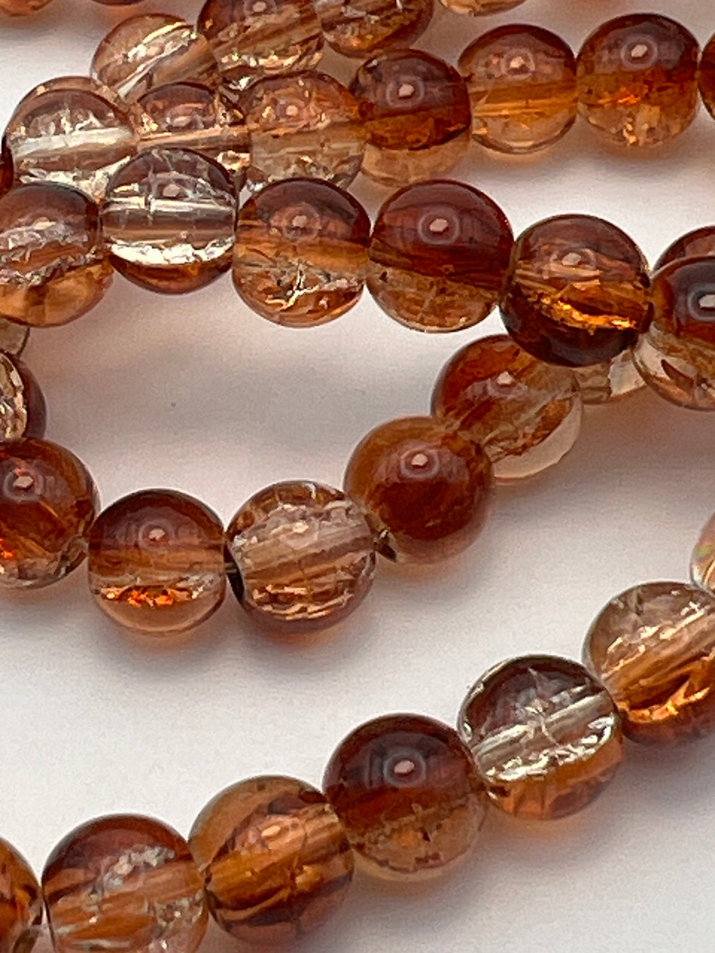 8mm Multi-Tone Crackle Glass Beads in Chocolate Sparkle - 50 Beads