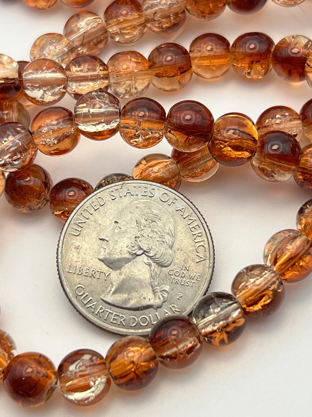 8mm Multi-Tone Crackle Glass Beads in Chocolate Sparkle - 50 Beads
