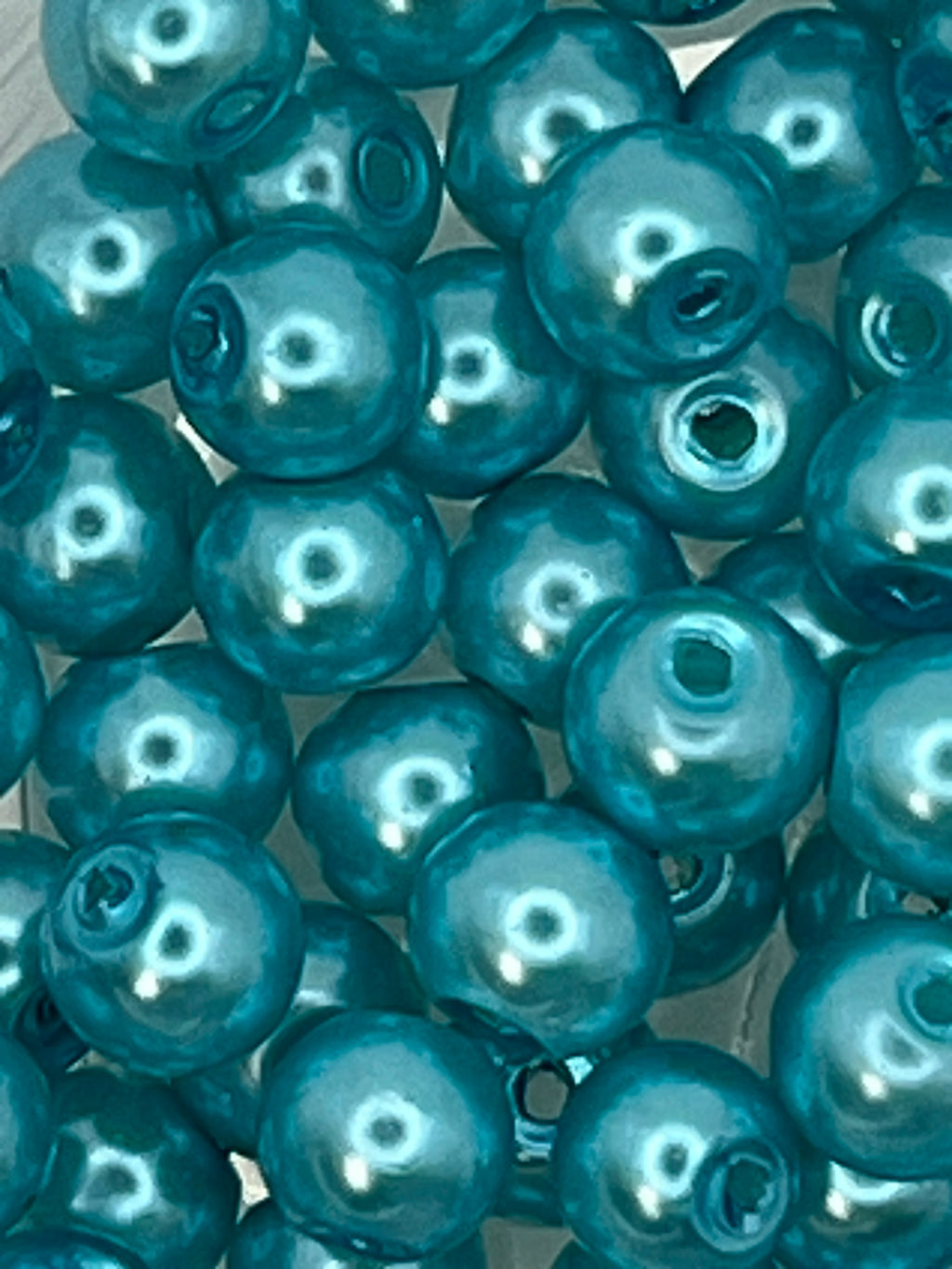 6mm Turquoise Glass Pearl Beads - 75 Beads