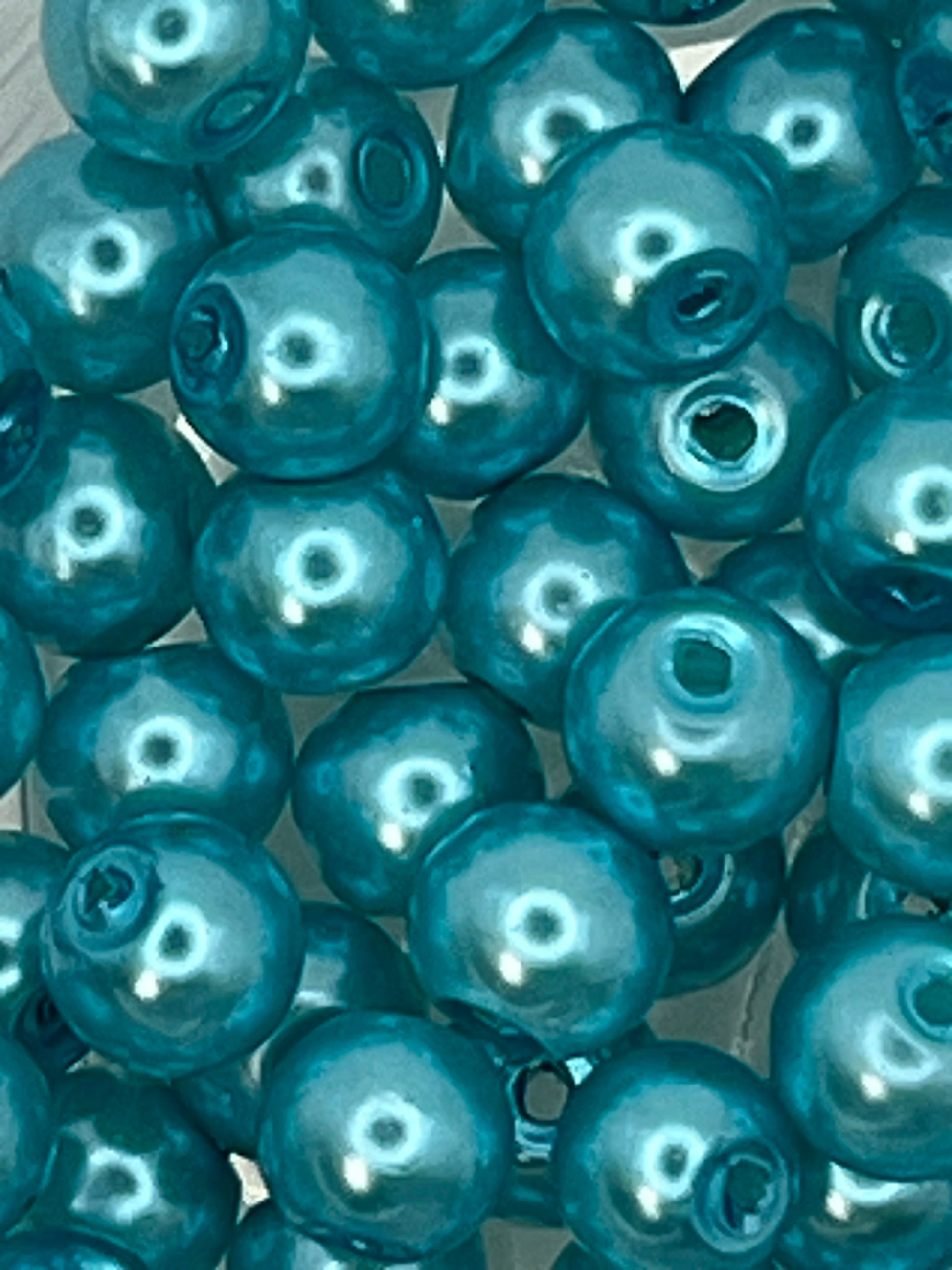 6mm Turquoise Glass Pearl Beads - 75 Beads