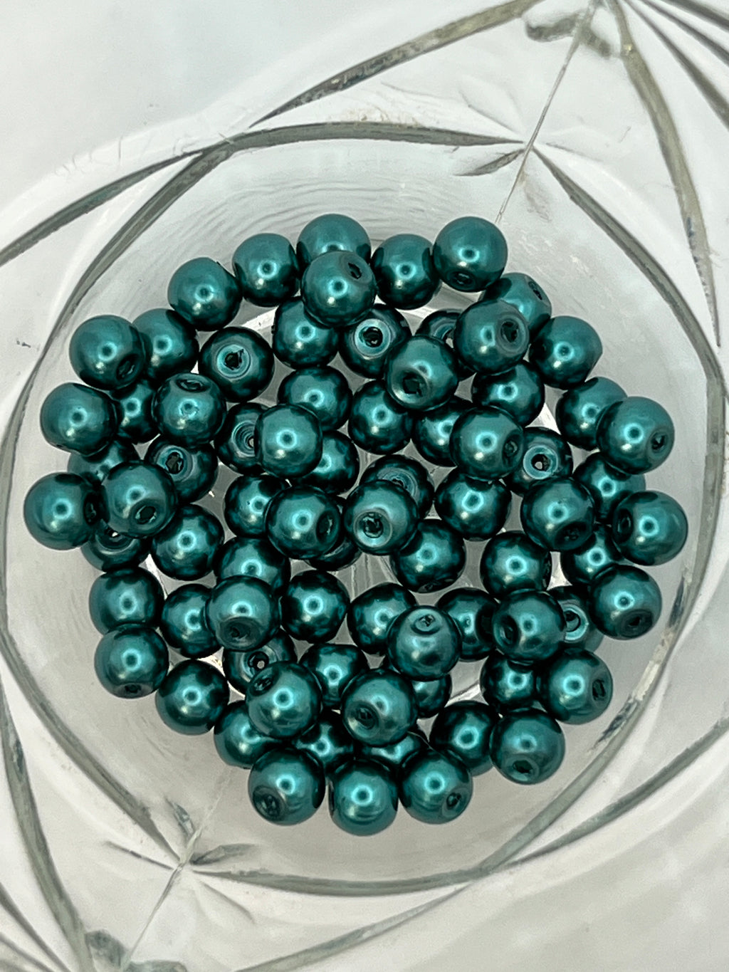6mm Teal Glass Pearl Beads - 75 Beads