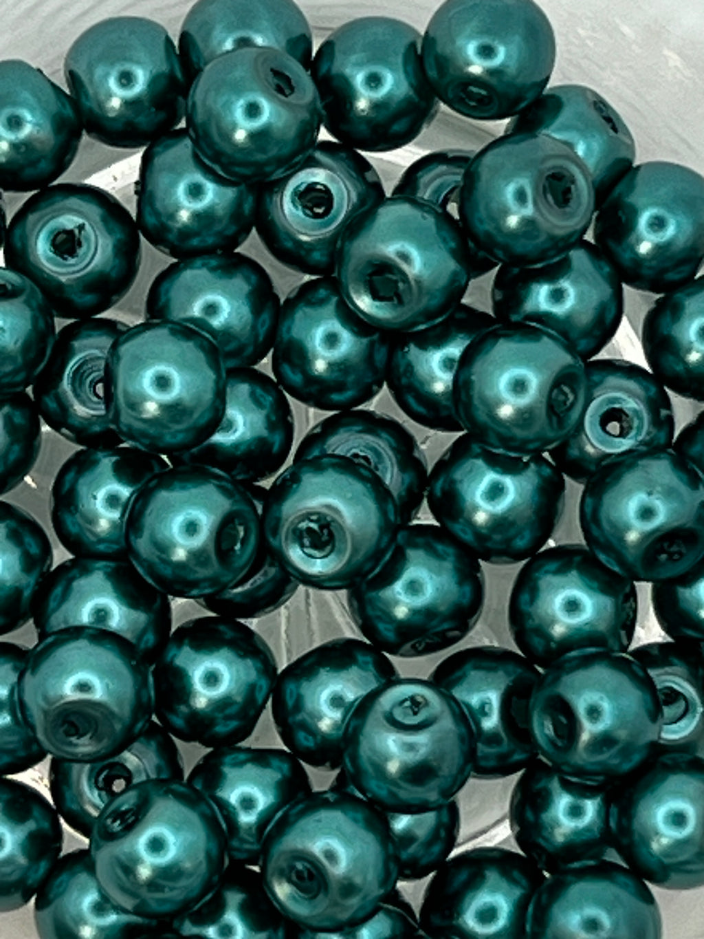 6mm Teal Glass Pearl Beads - 75 Beads