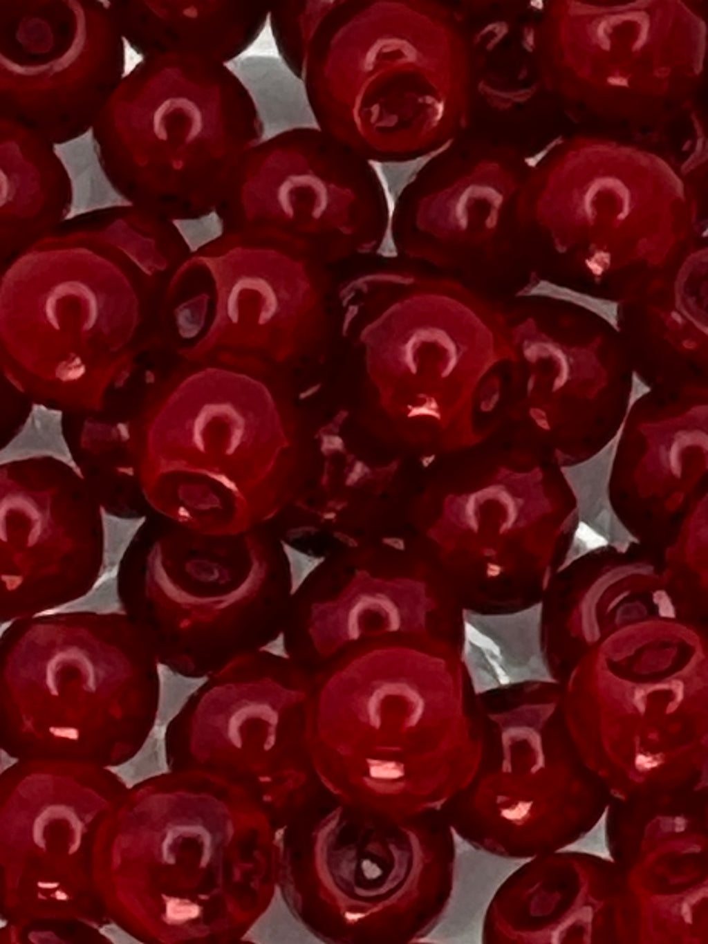 6mm Glass Pearl Beads - Crimson - 75 Beads