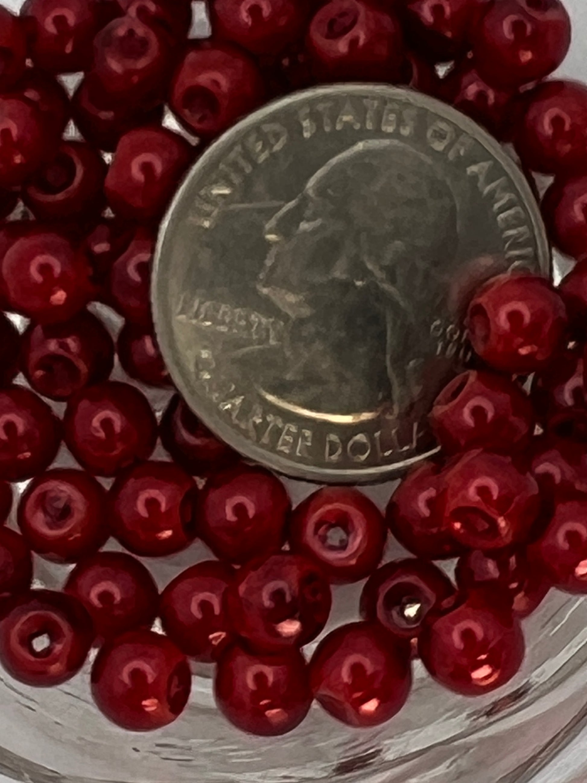 6mm Glass Pearl Beads - Crimson - 75 Beads