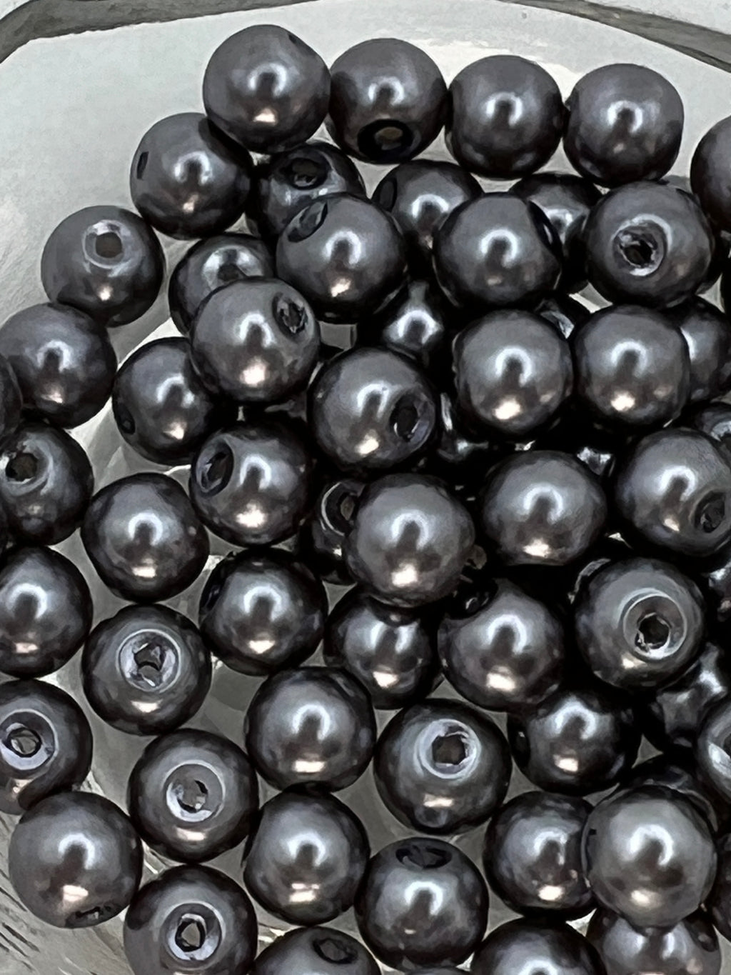6mm Glass Pearl Beads - Slate Gray - 75 Beads