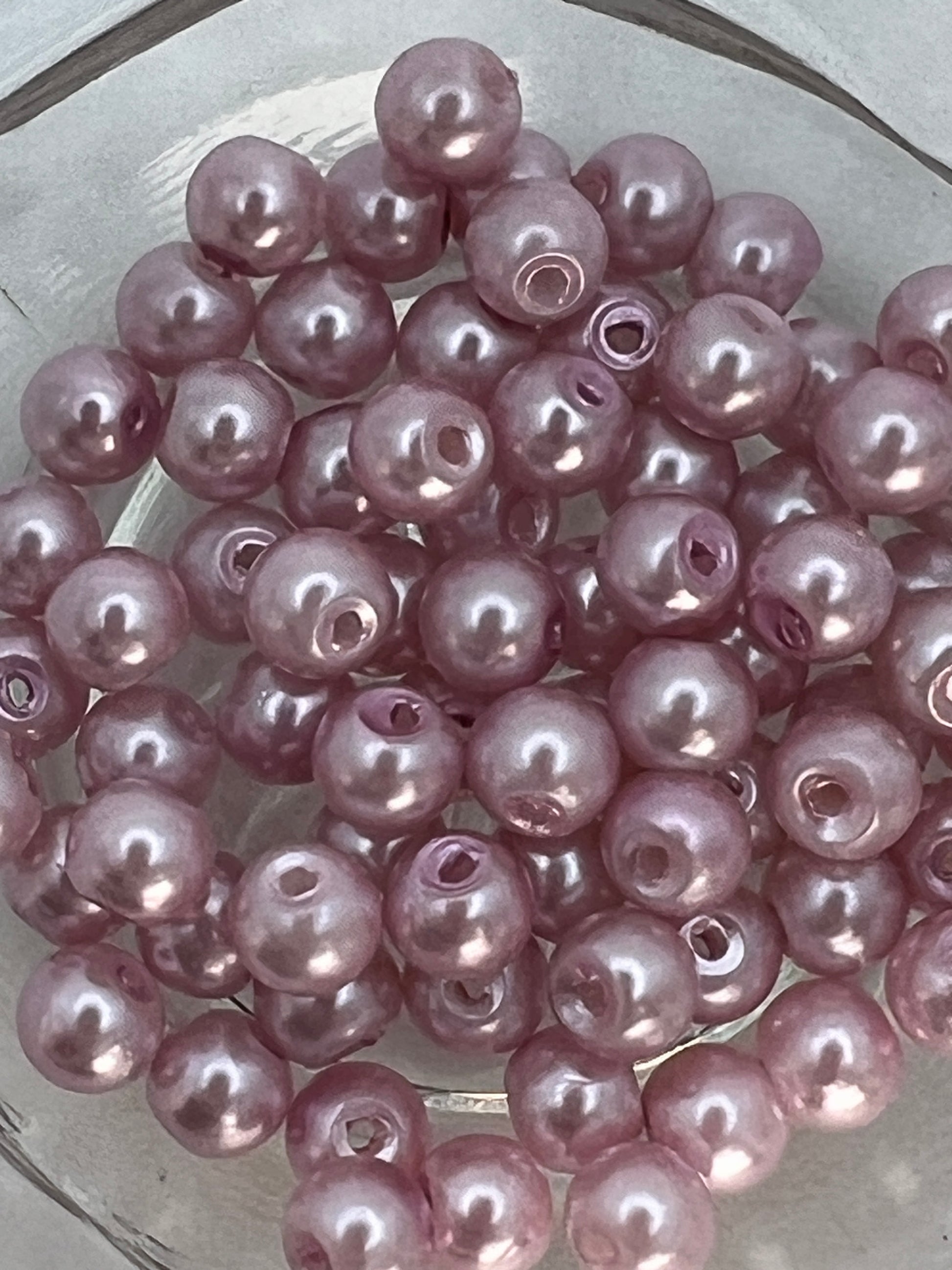 6mm Glass Pearl Beads - Flamingo - 75 Beads