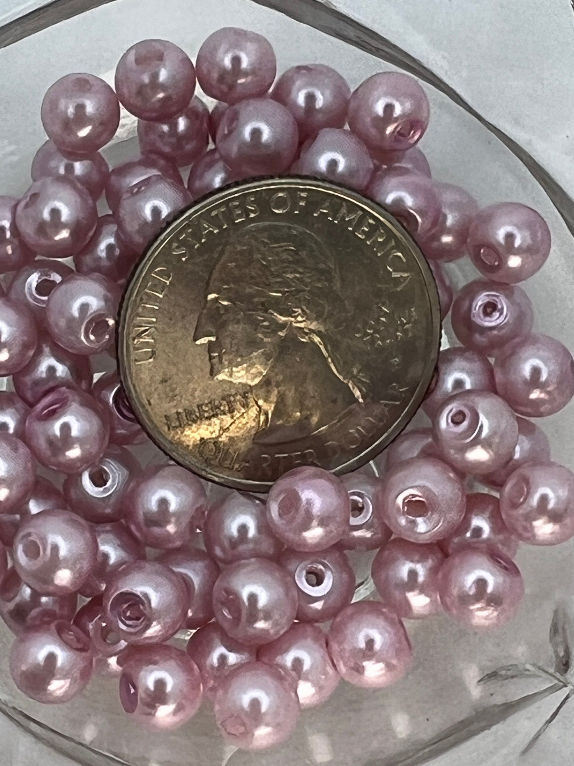 6mm Glass Pearl Beads - Flamingo - 75 Beads