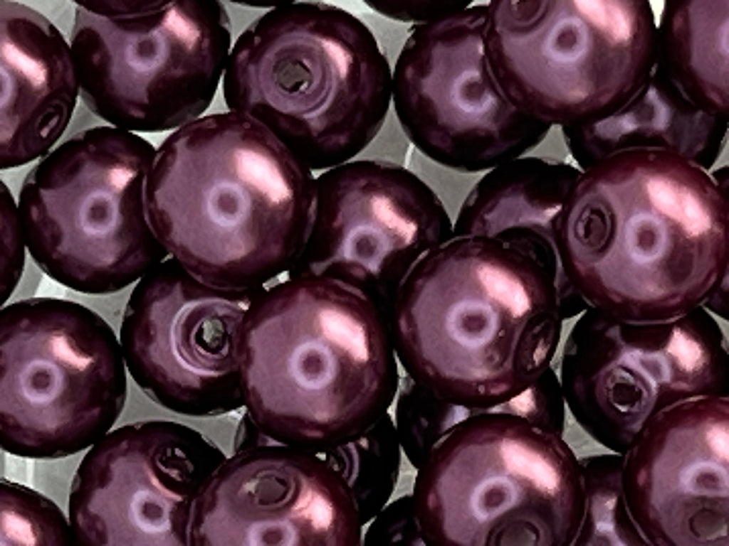 6mm Glass Pearl Beads in Violet Red - 75 Beads