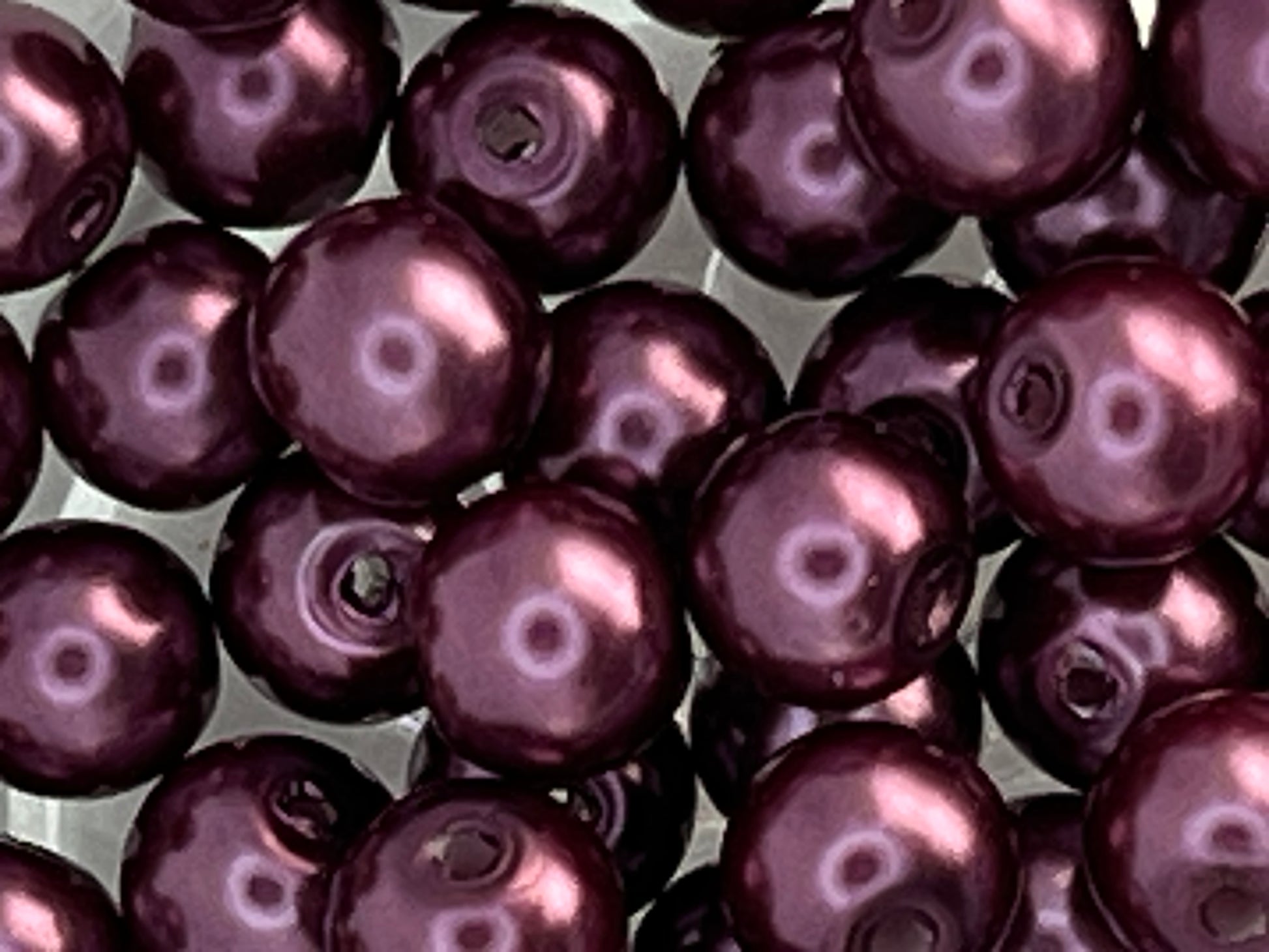 6mm Glass Pearl Beads in Violet Red - 75 Beads