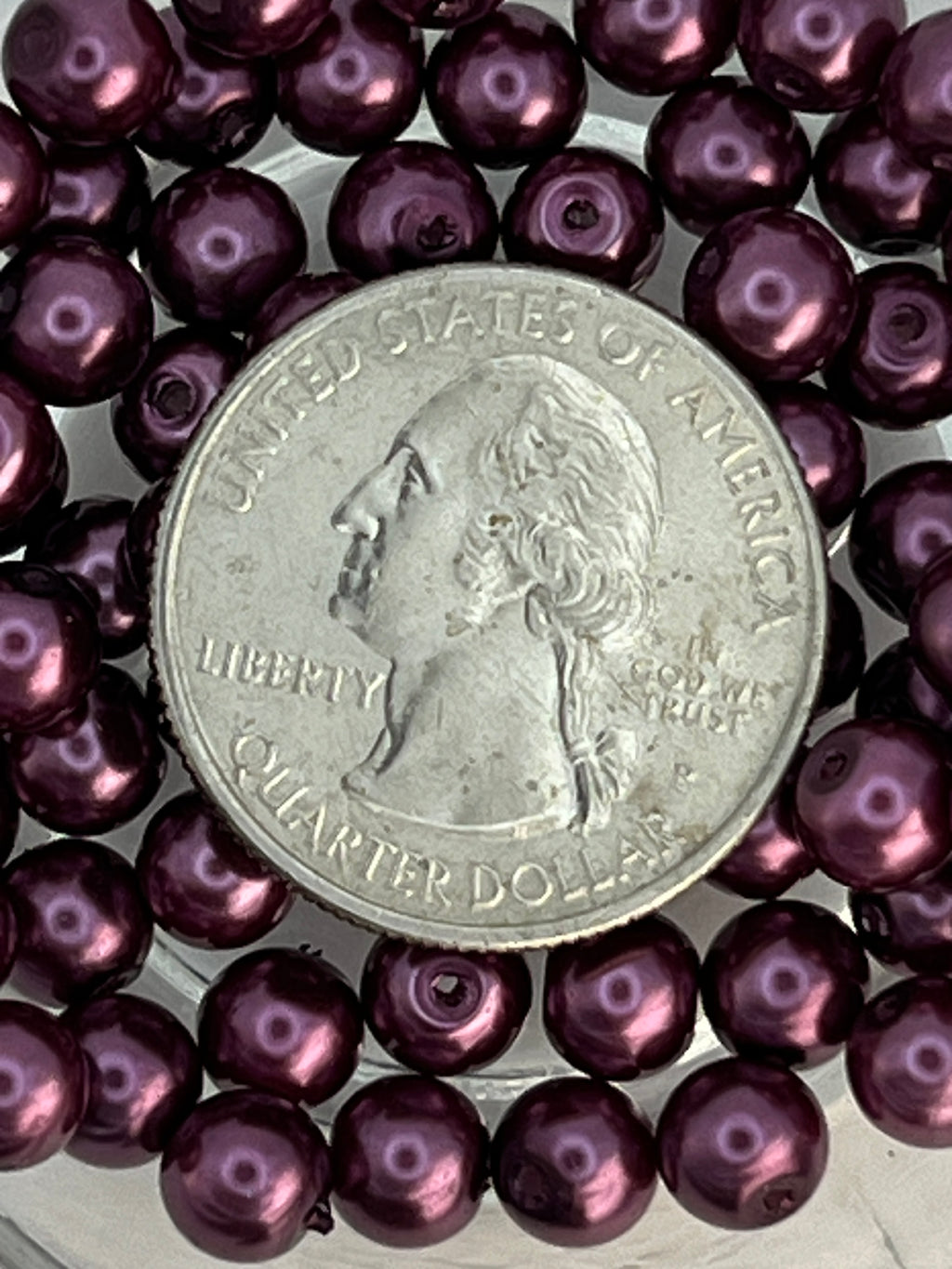 6mm Glass Pearl Beads in Violet Red - 75 Beads