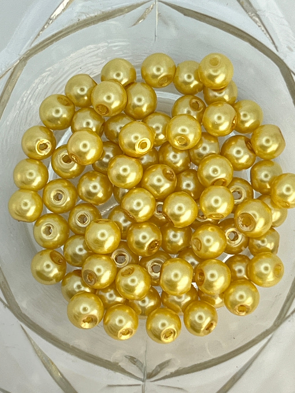 6mm Glass Pearl Beads in Lemon Chiffon - 75 Beads
