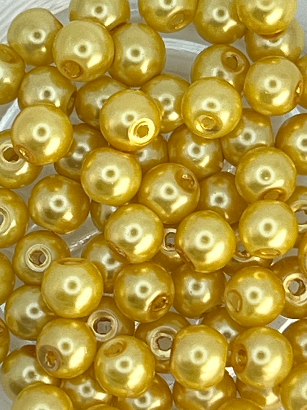 6mm Glass Pearl Beads in Lemon Chiffon - 75 Beads