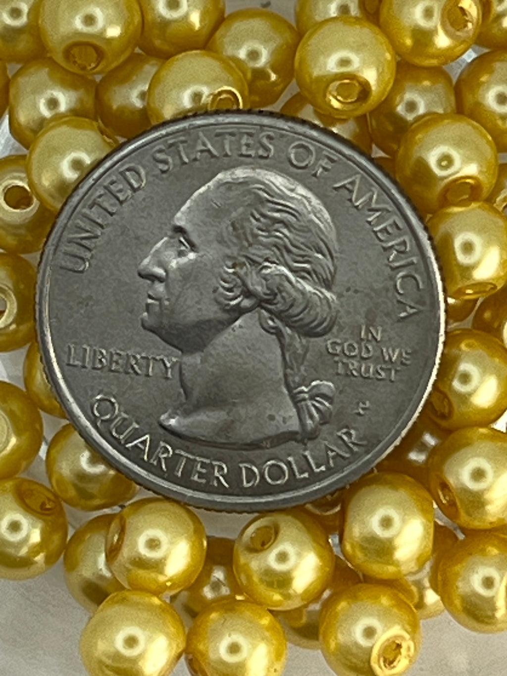 6mm Glass Pearl Beads in Lemon Chiffon - 75 Beads