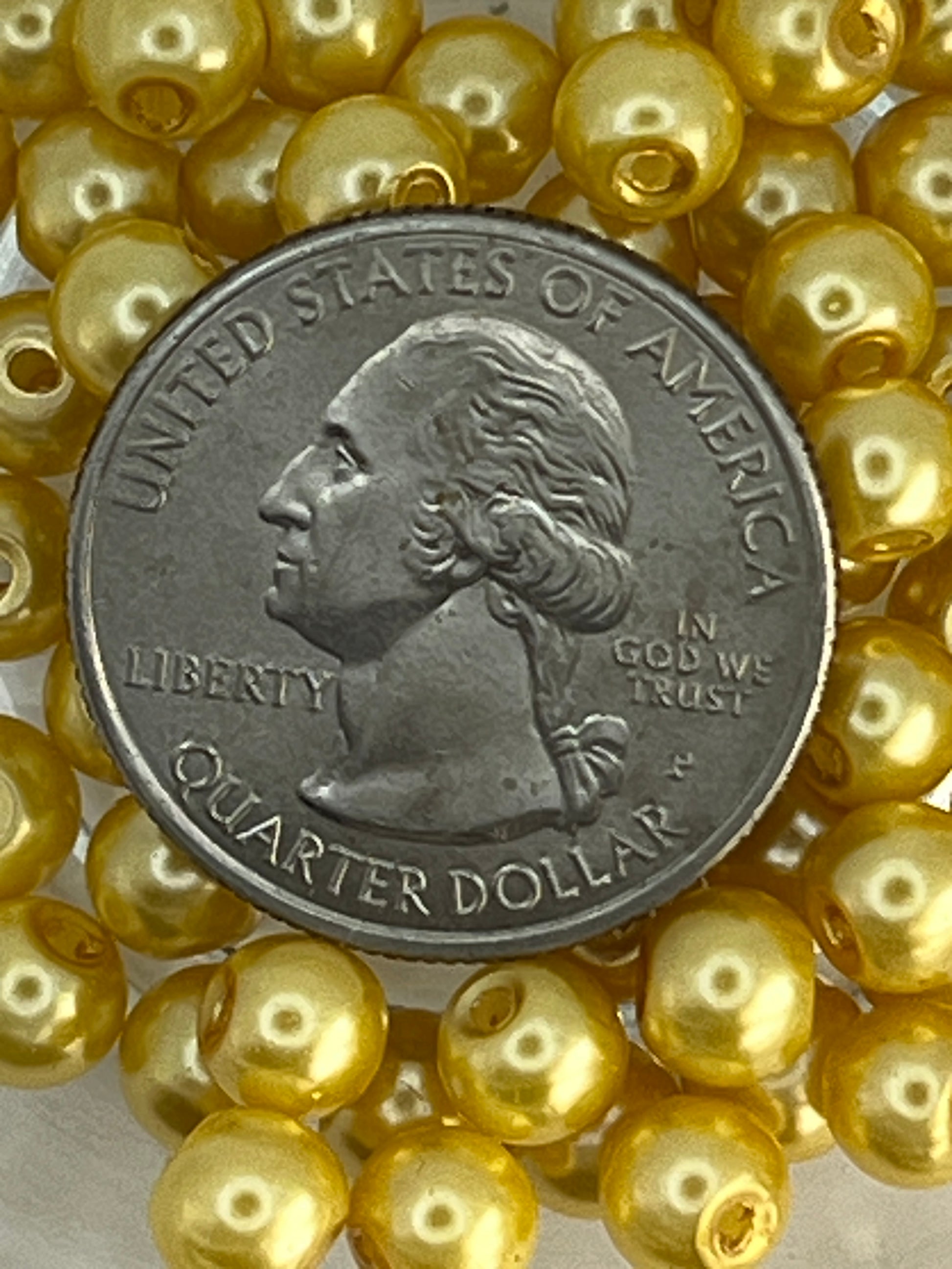 6mm Glass Pearl Beads in Lemon Chiffon - 75 Beads