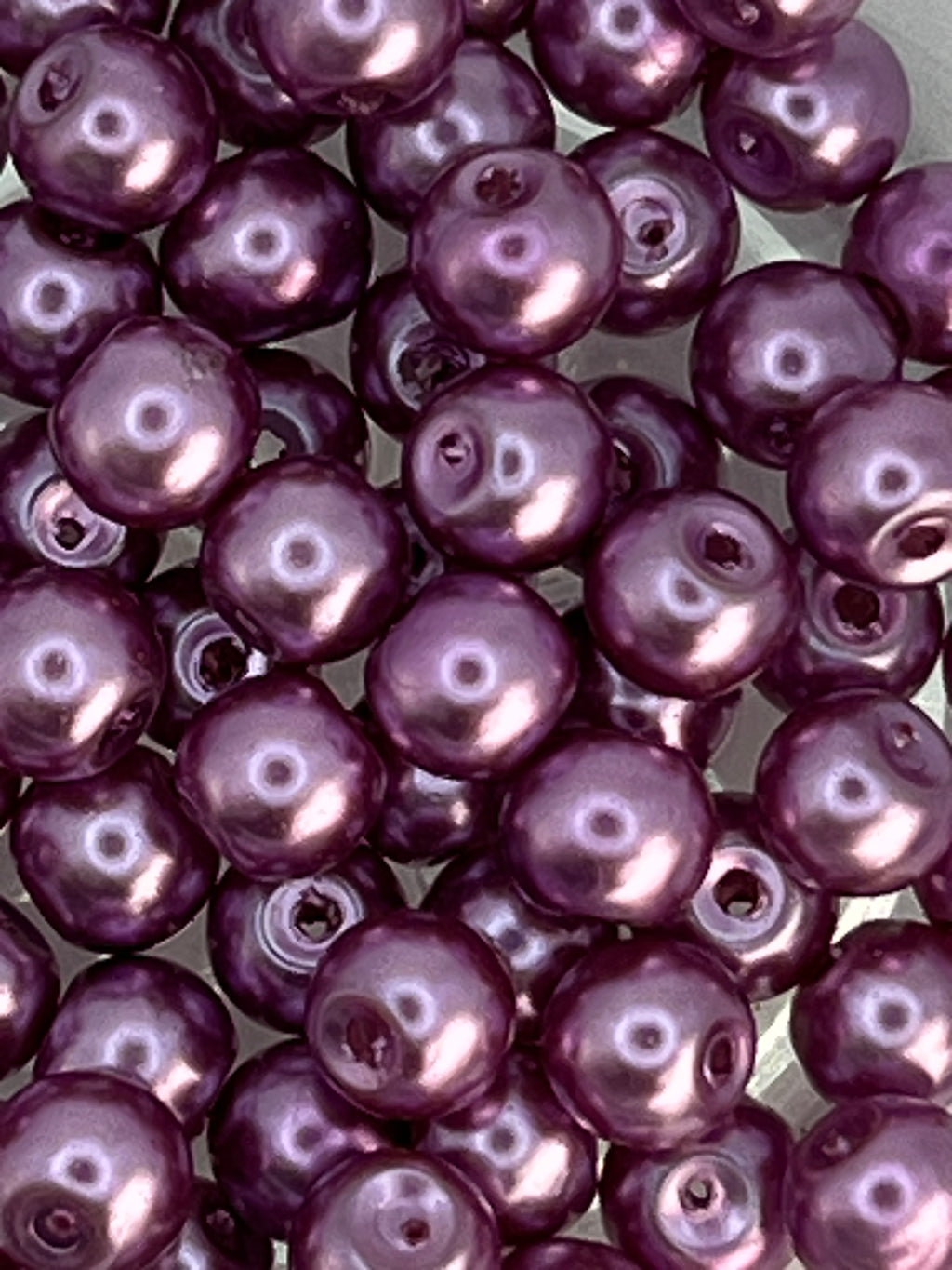 6mm Glass Pearl Beads in Medium Orchid - 75 Beads