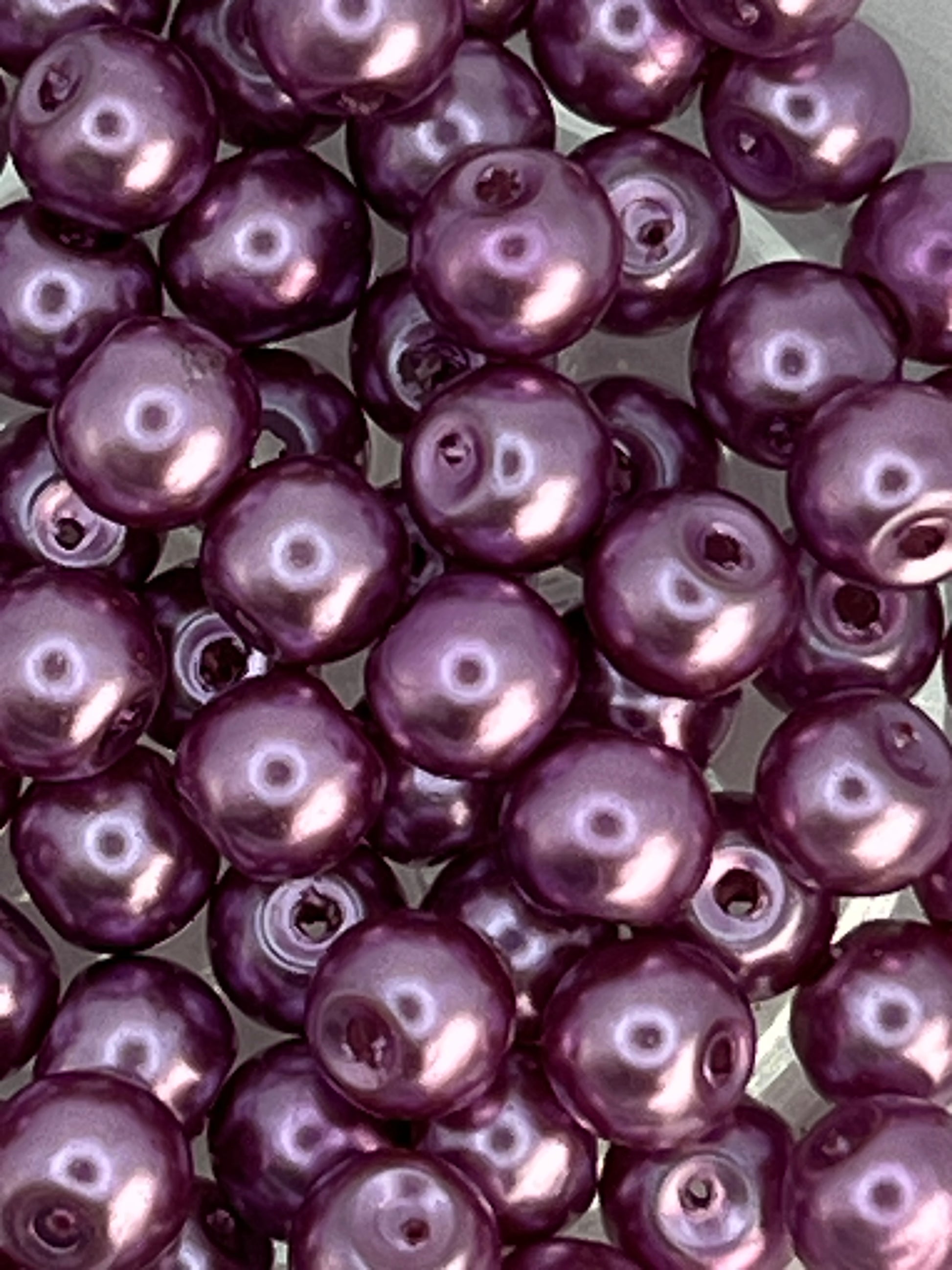 6mm Glass Pearl Beads in Medium Orchid - 75 Beads