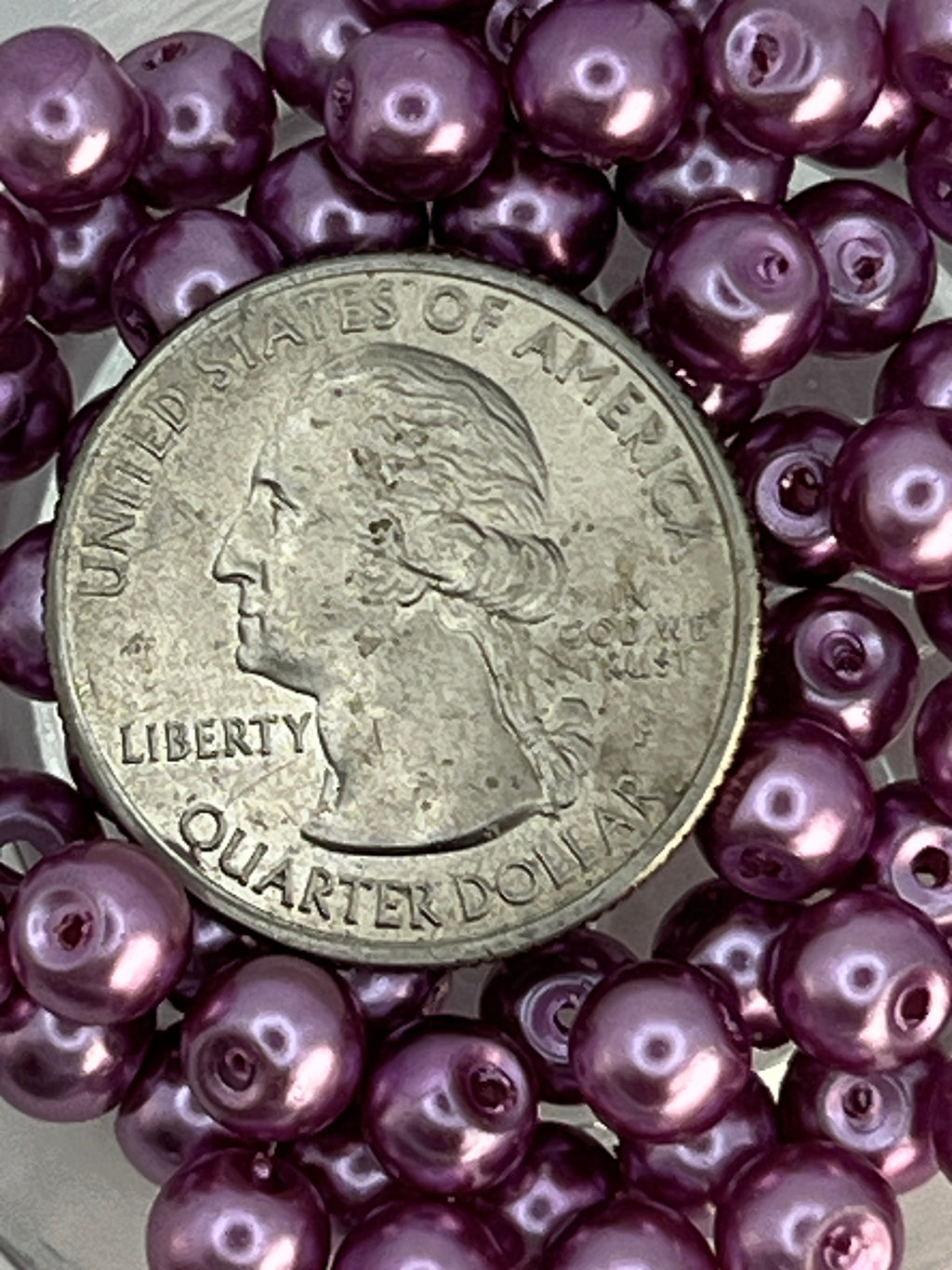 6mm Glass Pearl Beads in Medium Orchid - 75 Beads
