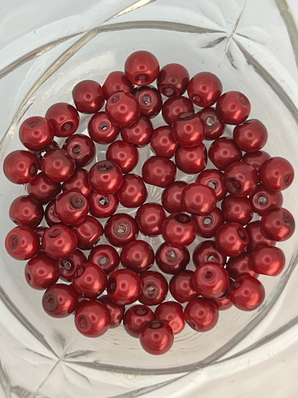 6mm Glass Pearl Beads in Firebrick - 75 Beads