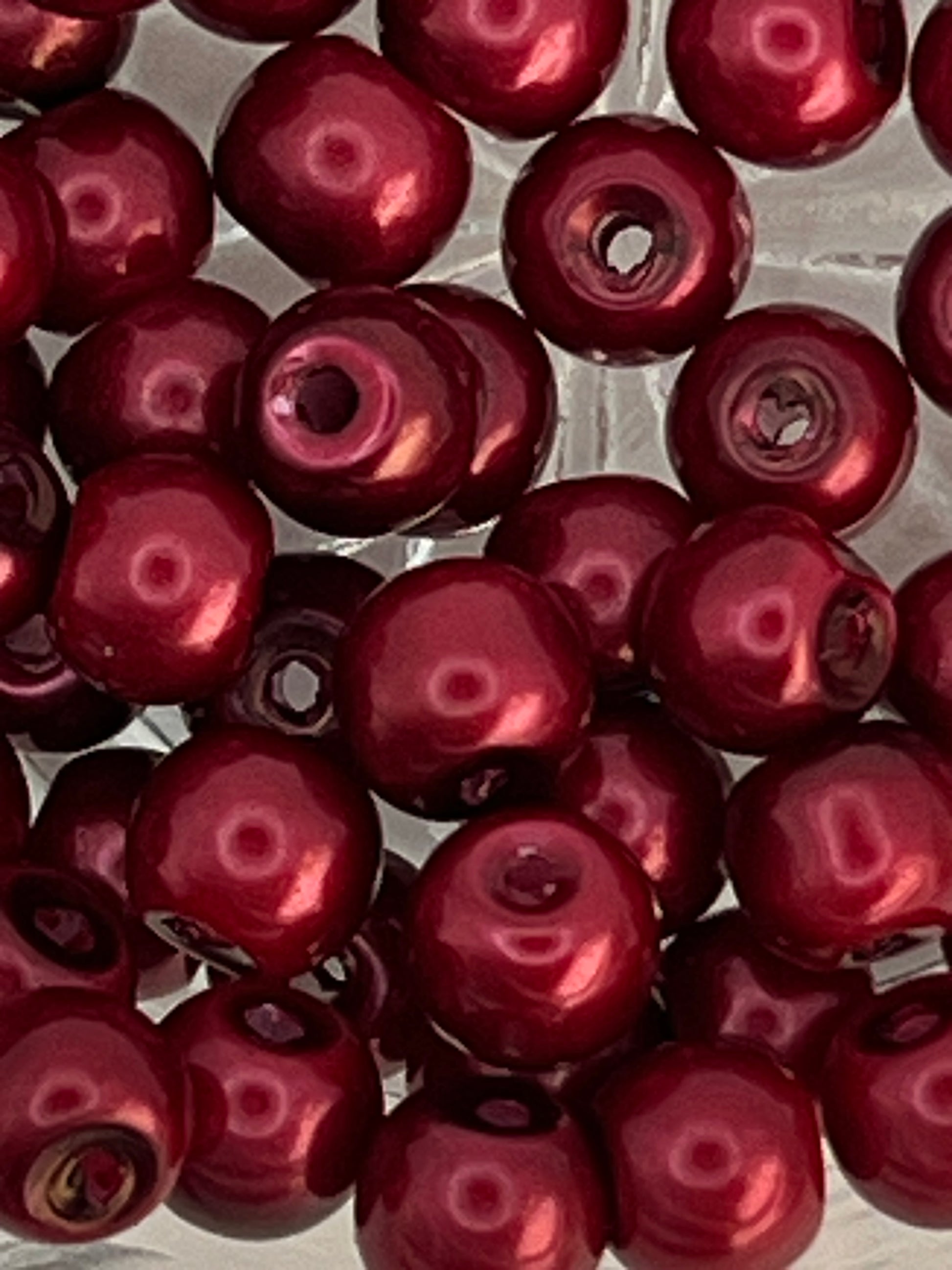 6mm Glass Pearl Beads in Firebrick - 75 Beads
