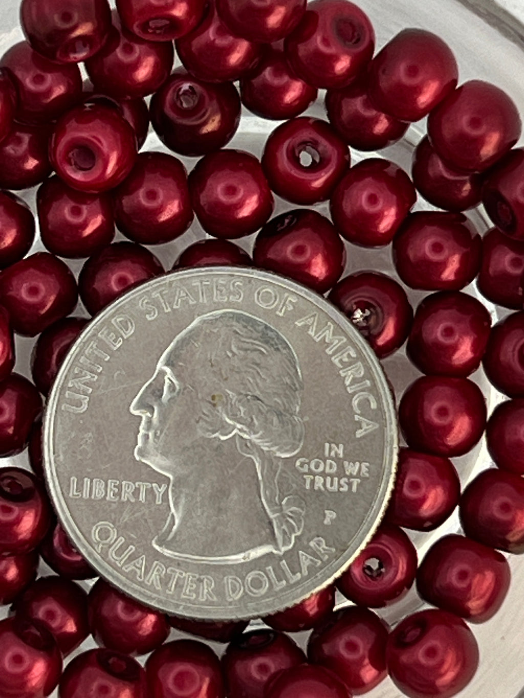 6mm Glass Pearl Beads in Firebrick - 75 Beads