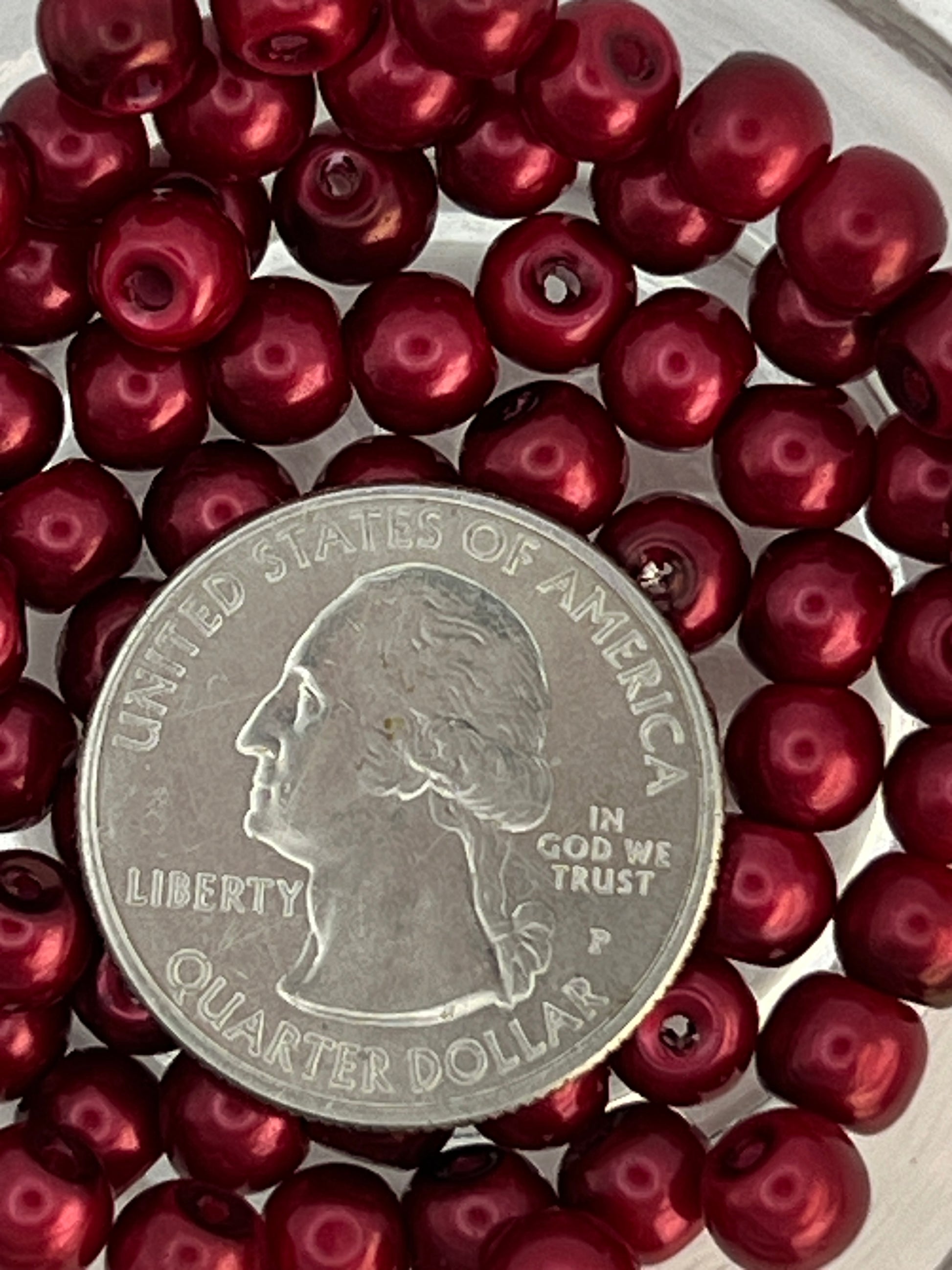 6mm Glass Pearl Beads in Firebrick - 75 Beads