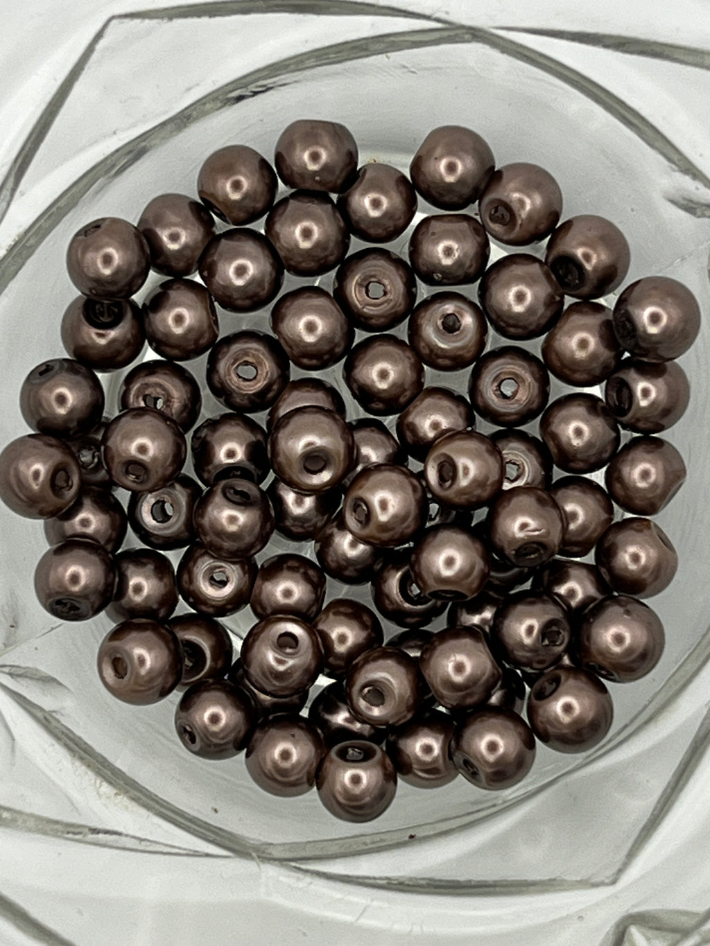 6mm tan glass pearl beads for jewelry and craft making.