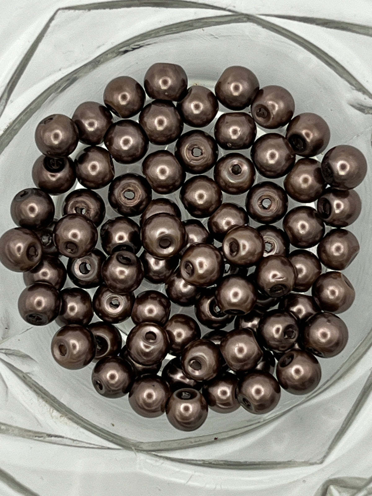 6mm tan glass pearl beads for jewelry and craft making.