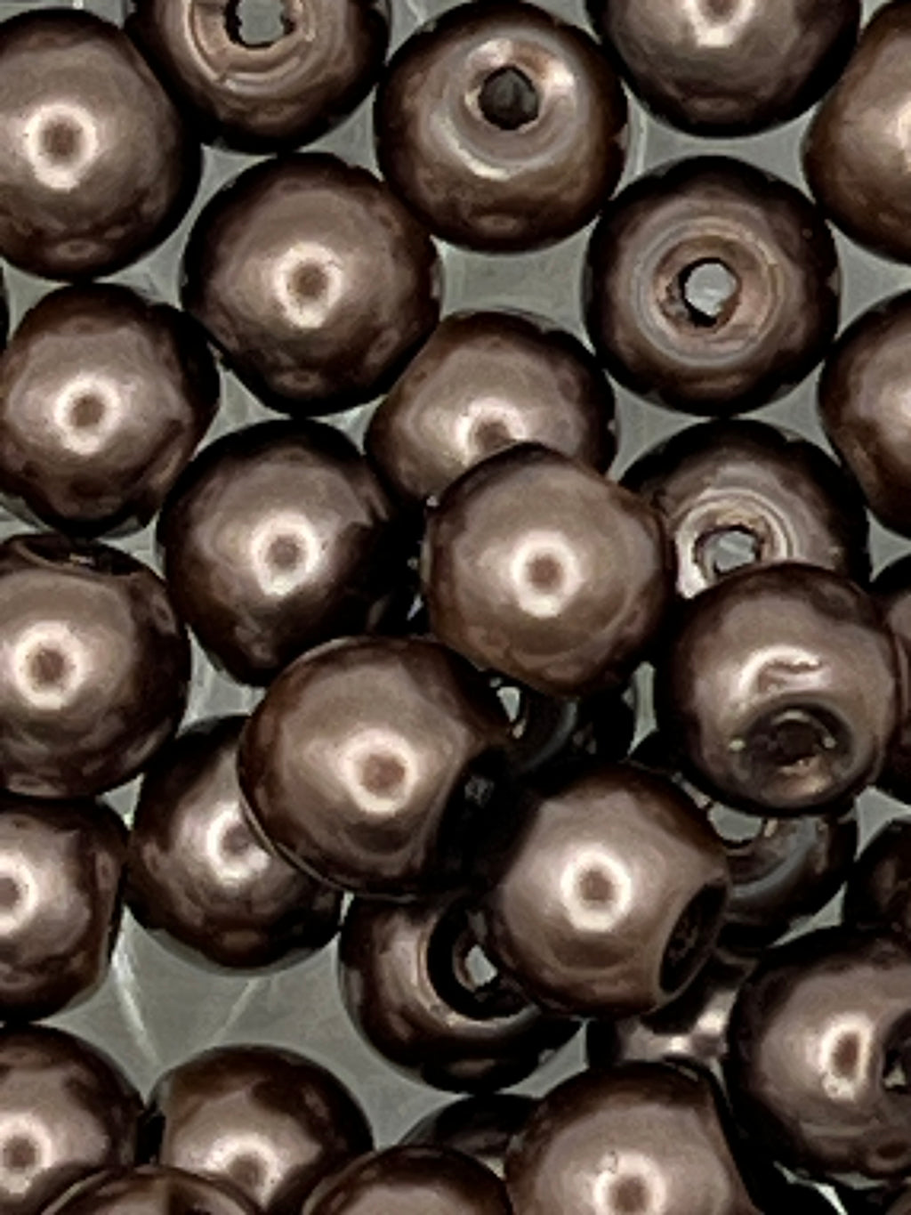6mm tan glass pearl beads with a hole for jewelry and craft making.