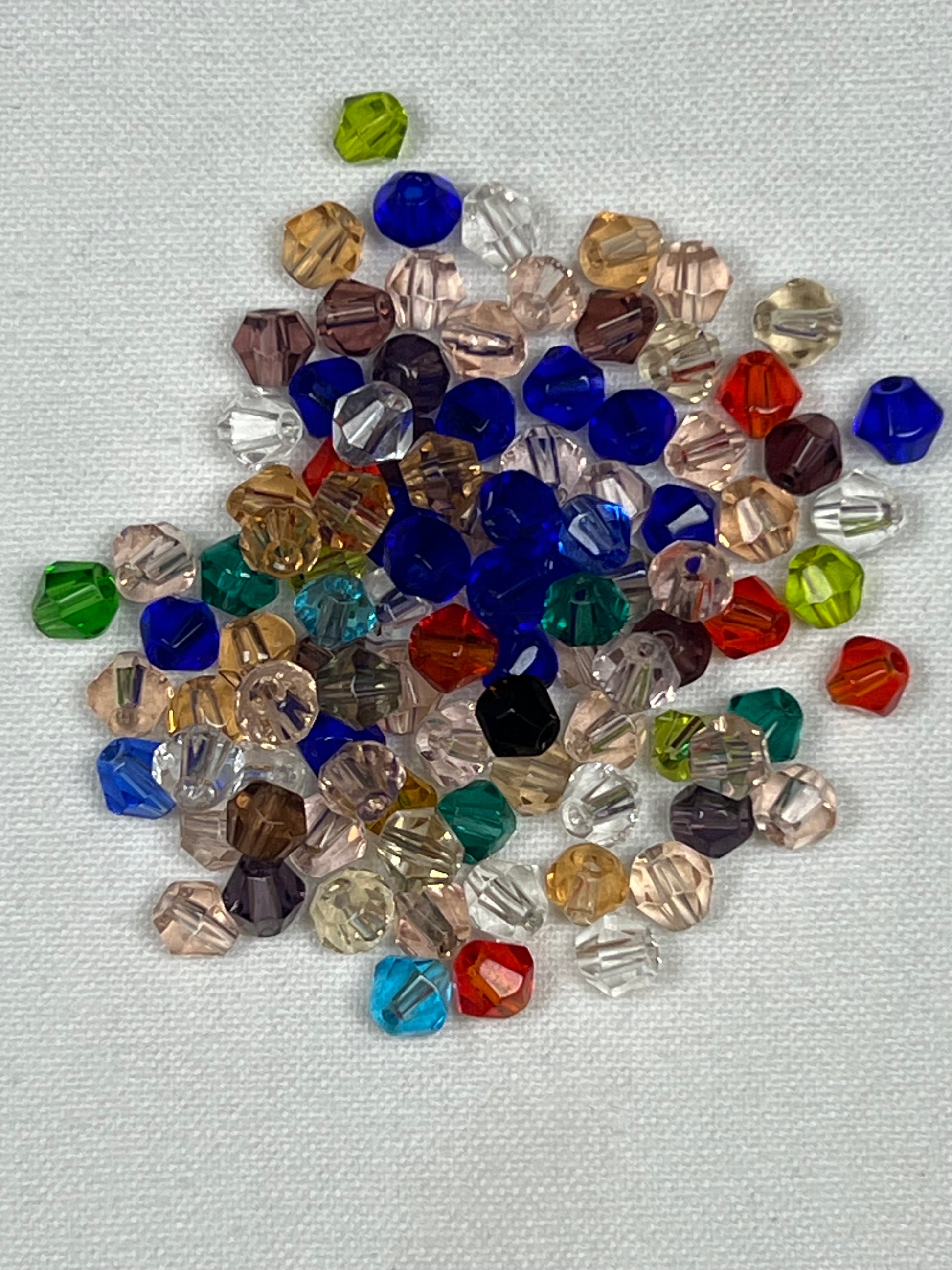 100 4mm Glass Bicone Beads Mixed Colors