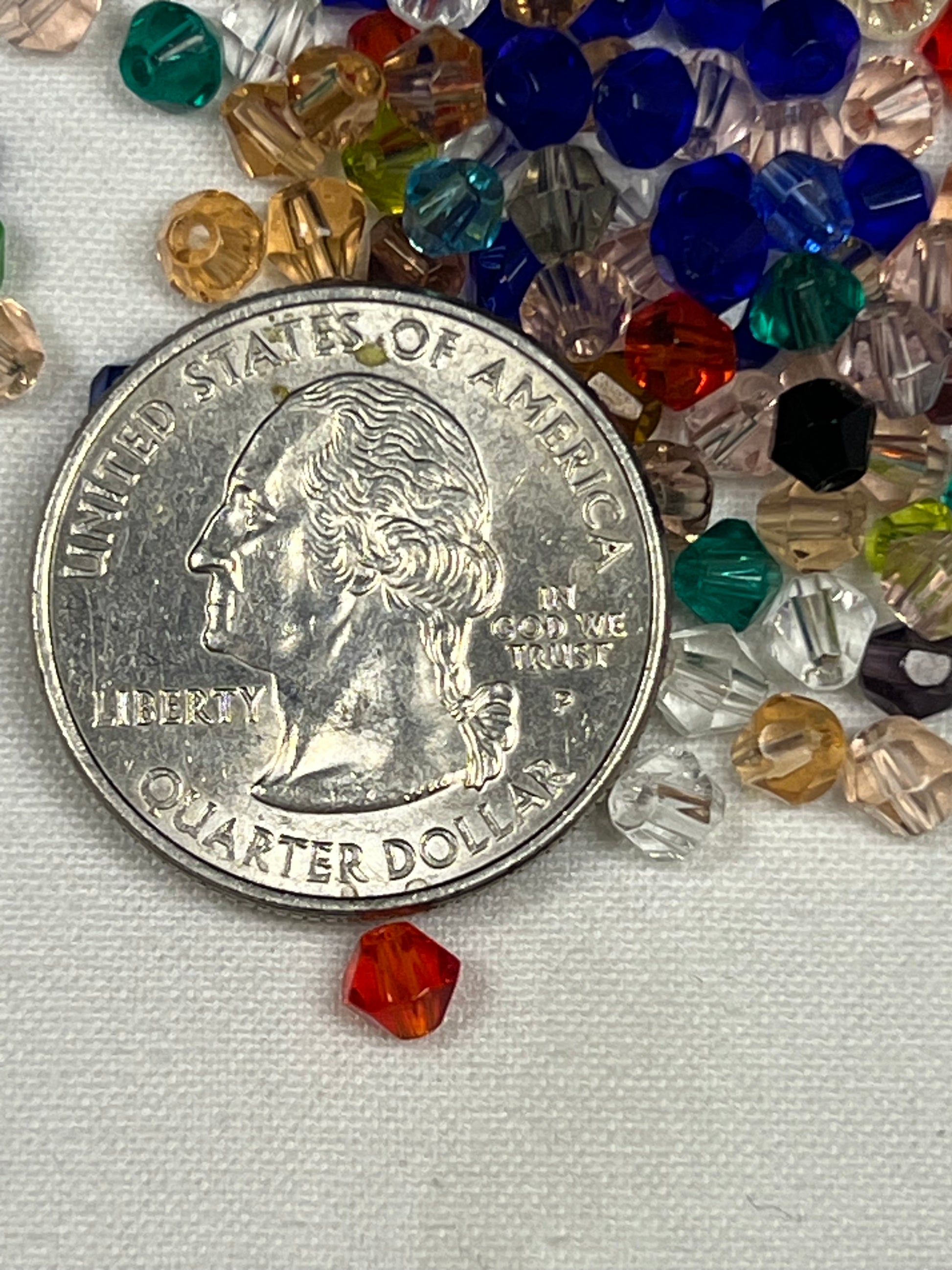 100 4mm Glass Bicone Beads Mixed Colors
