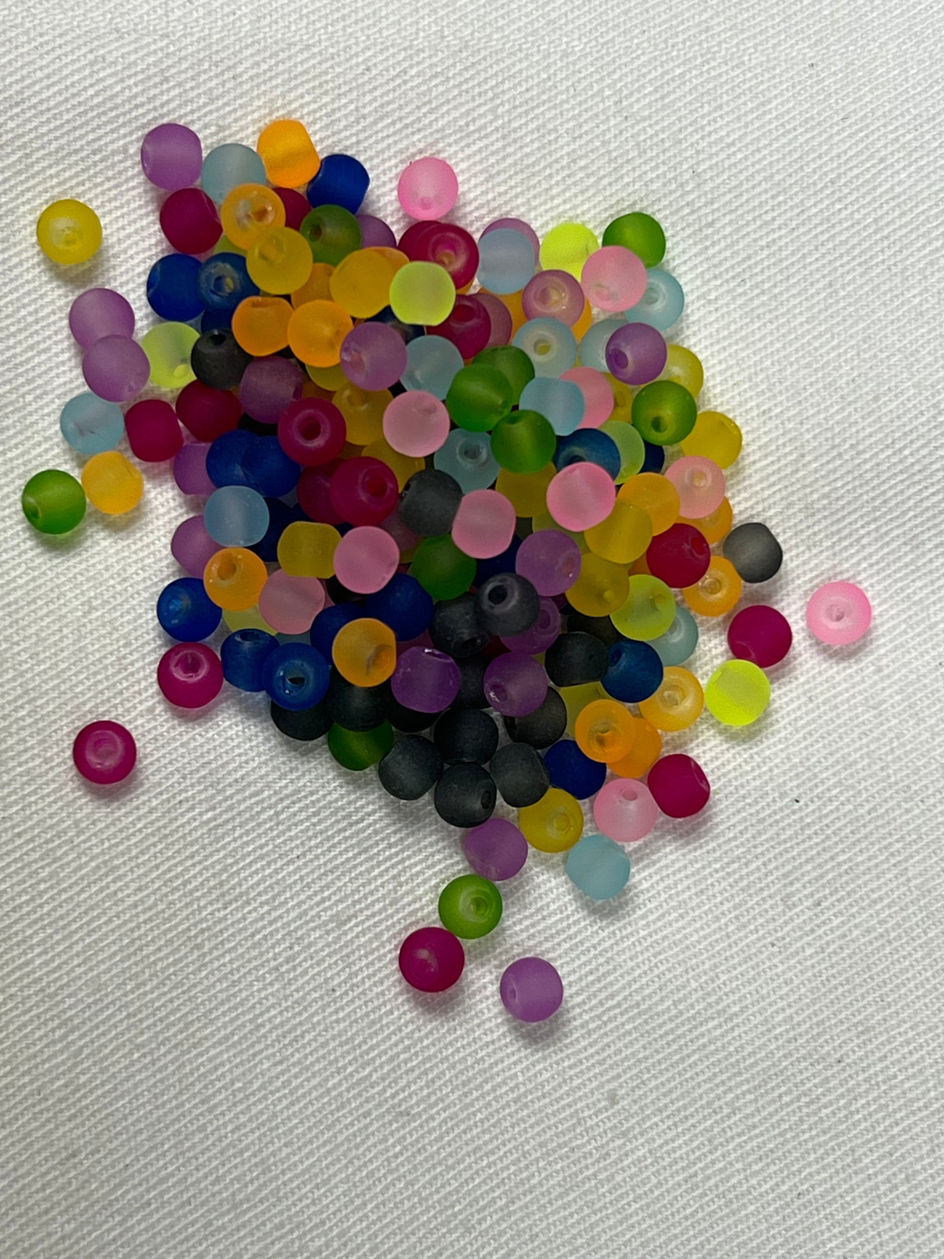 200 4mm Frosted Glass Beads Mixed Colors