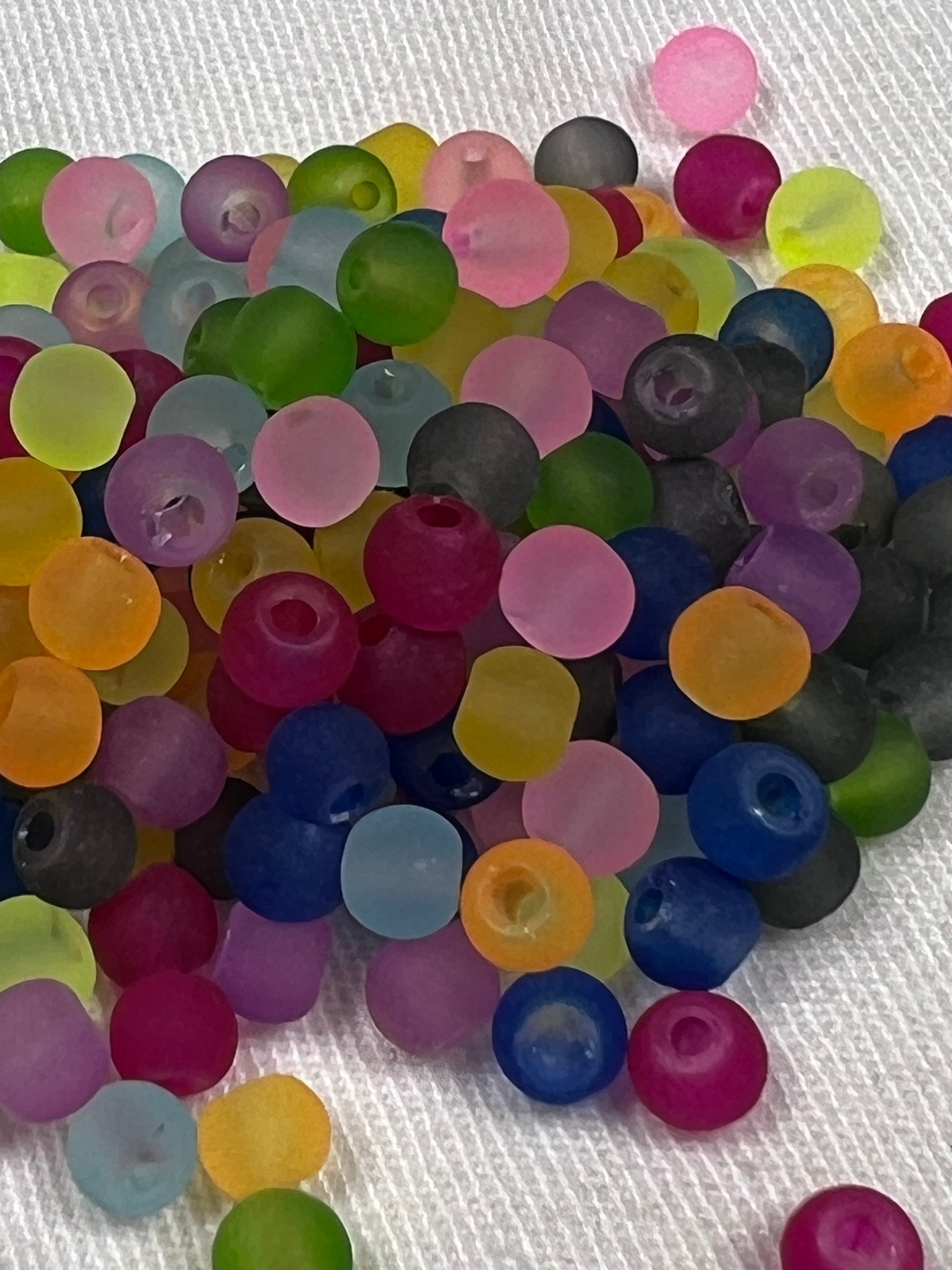 200 4mm Frosted Glass Beads Mixed Colors