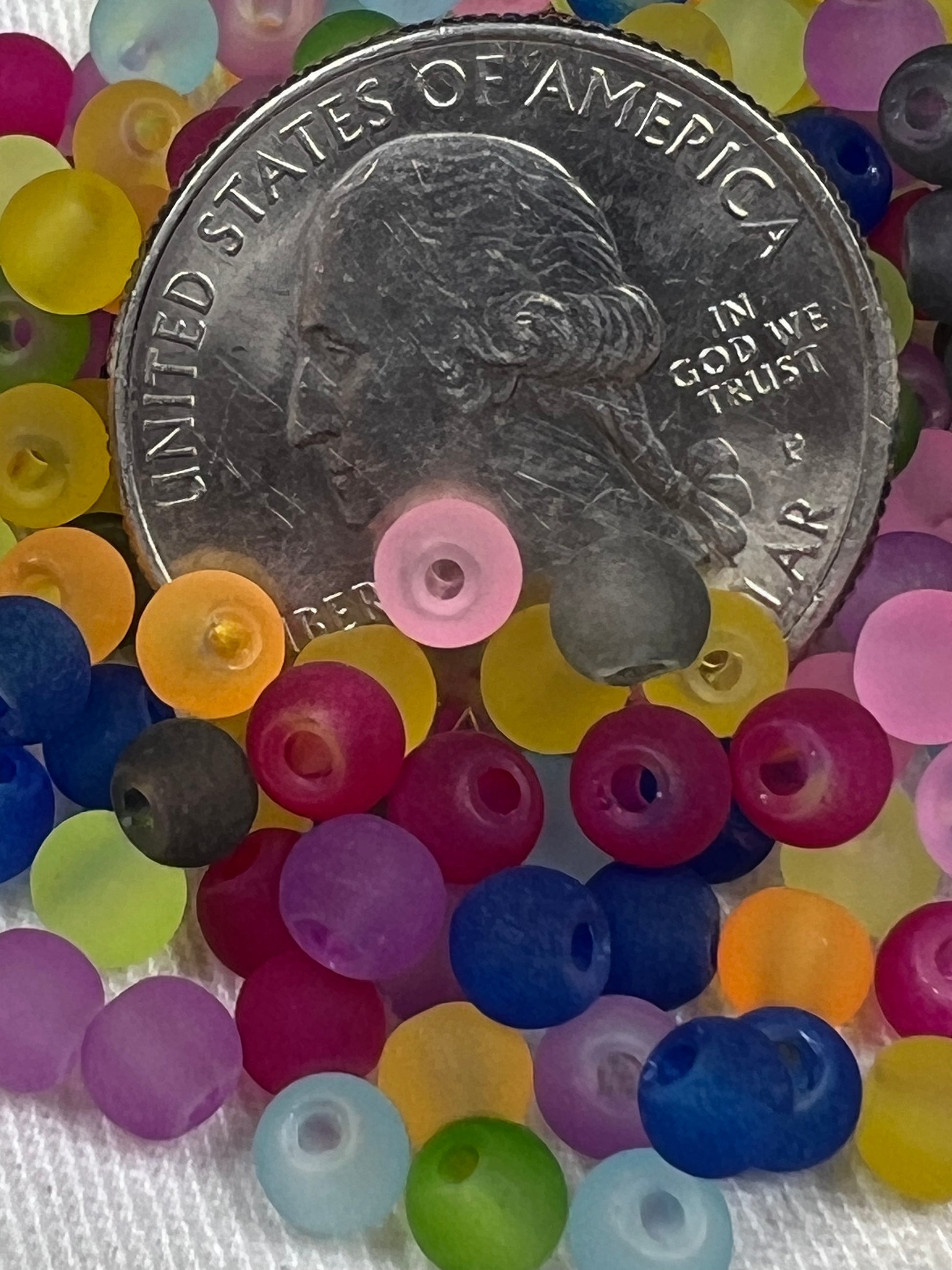 200 4mm Frosted Glass Beads Mixed Colors
