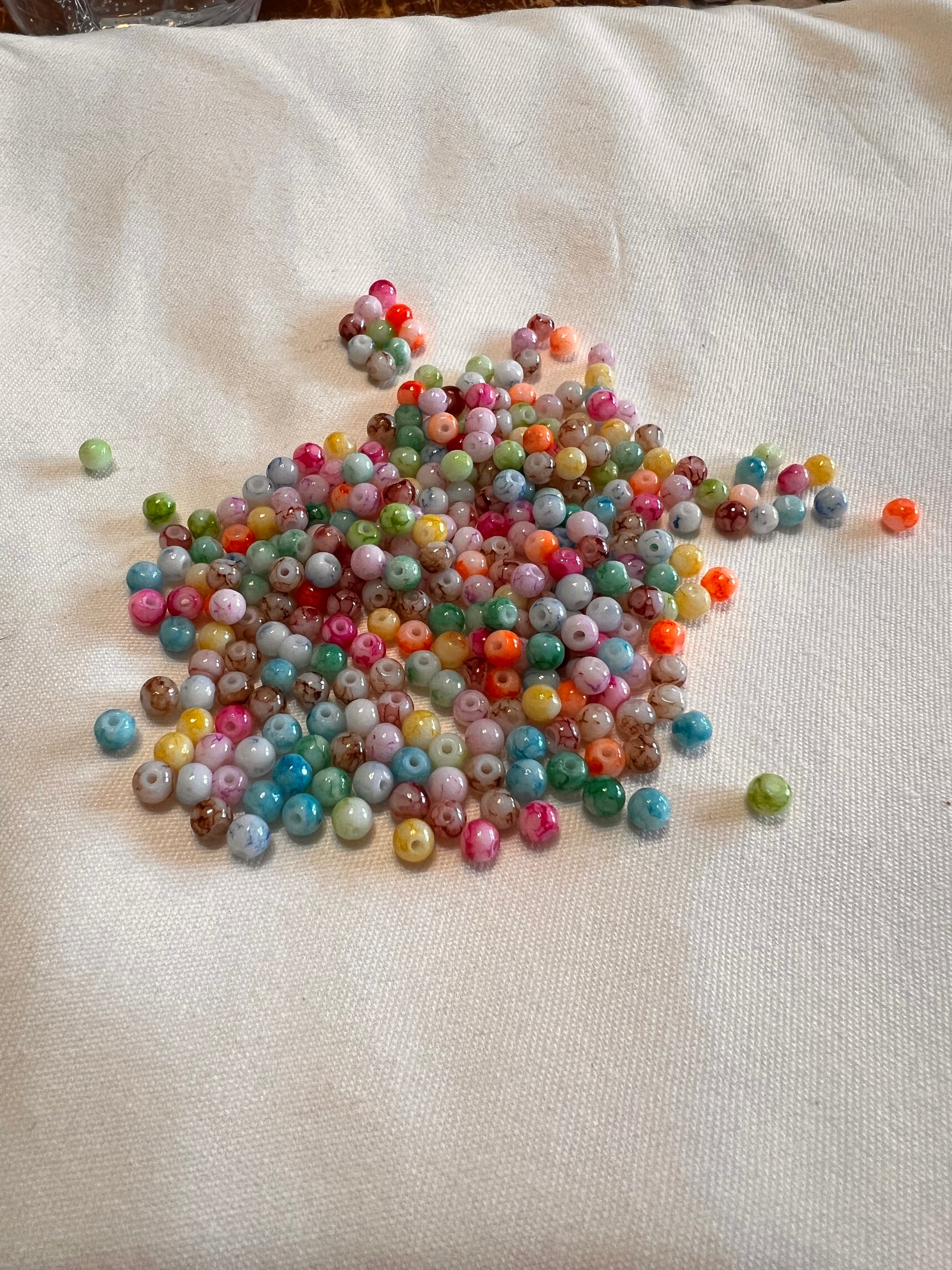 200 4mm Painted Swirl Glass Beads Mixed Colors