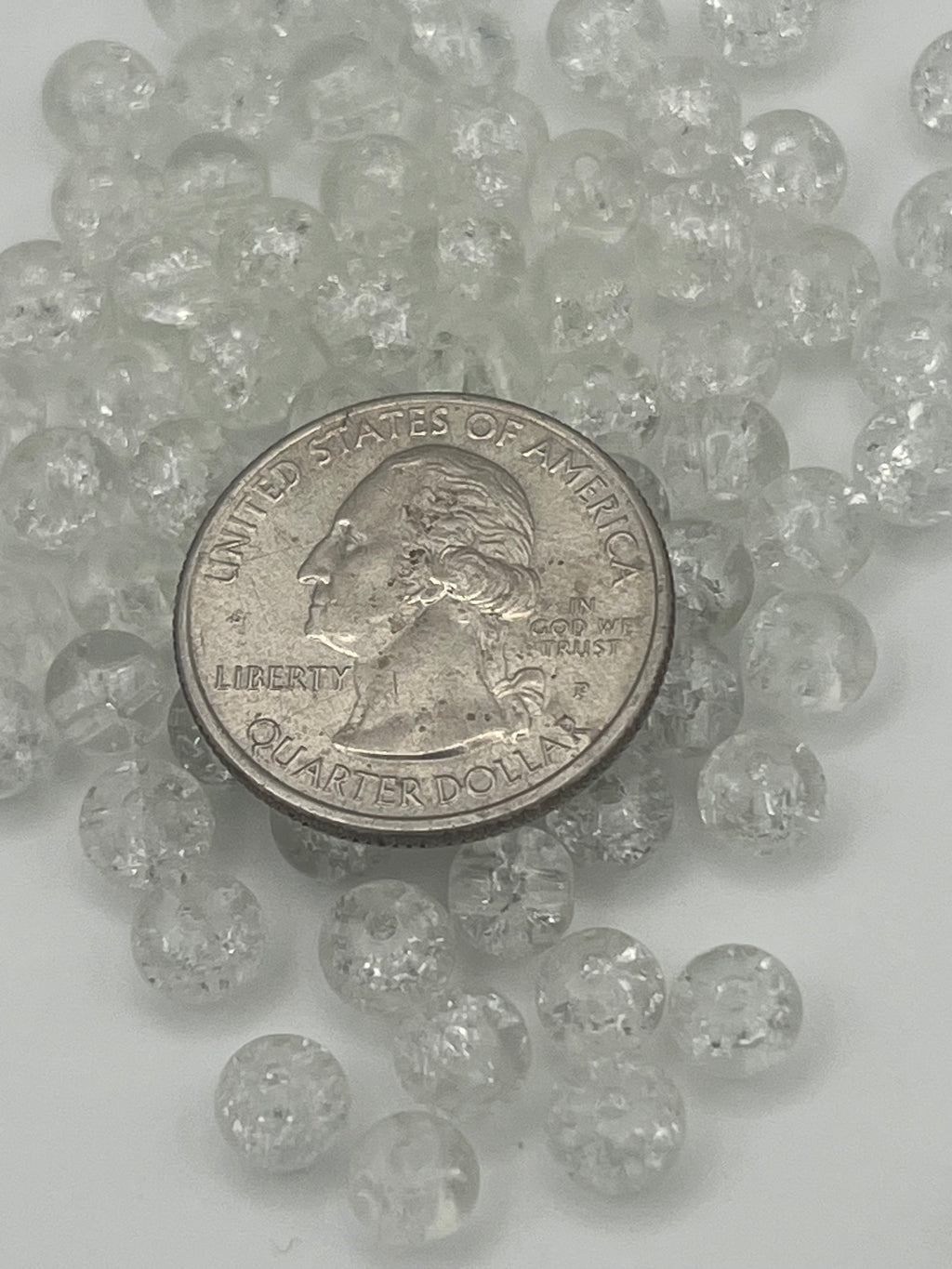 75 6mm Crackle Glass Beads Clear