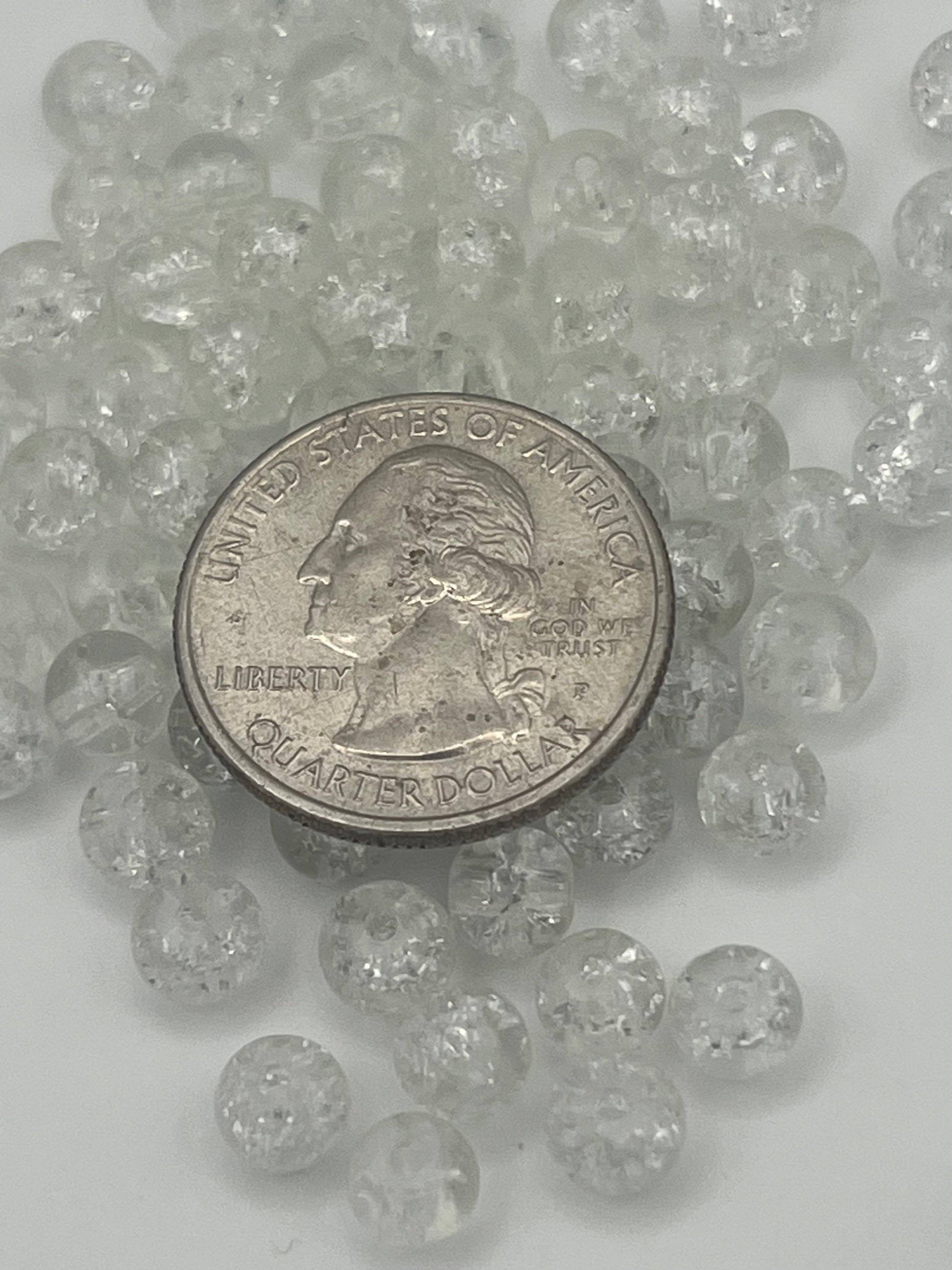 75 6mm Crackle Glass Beads Clear