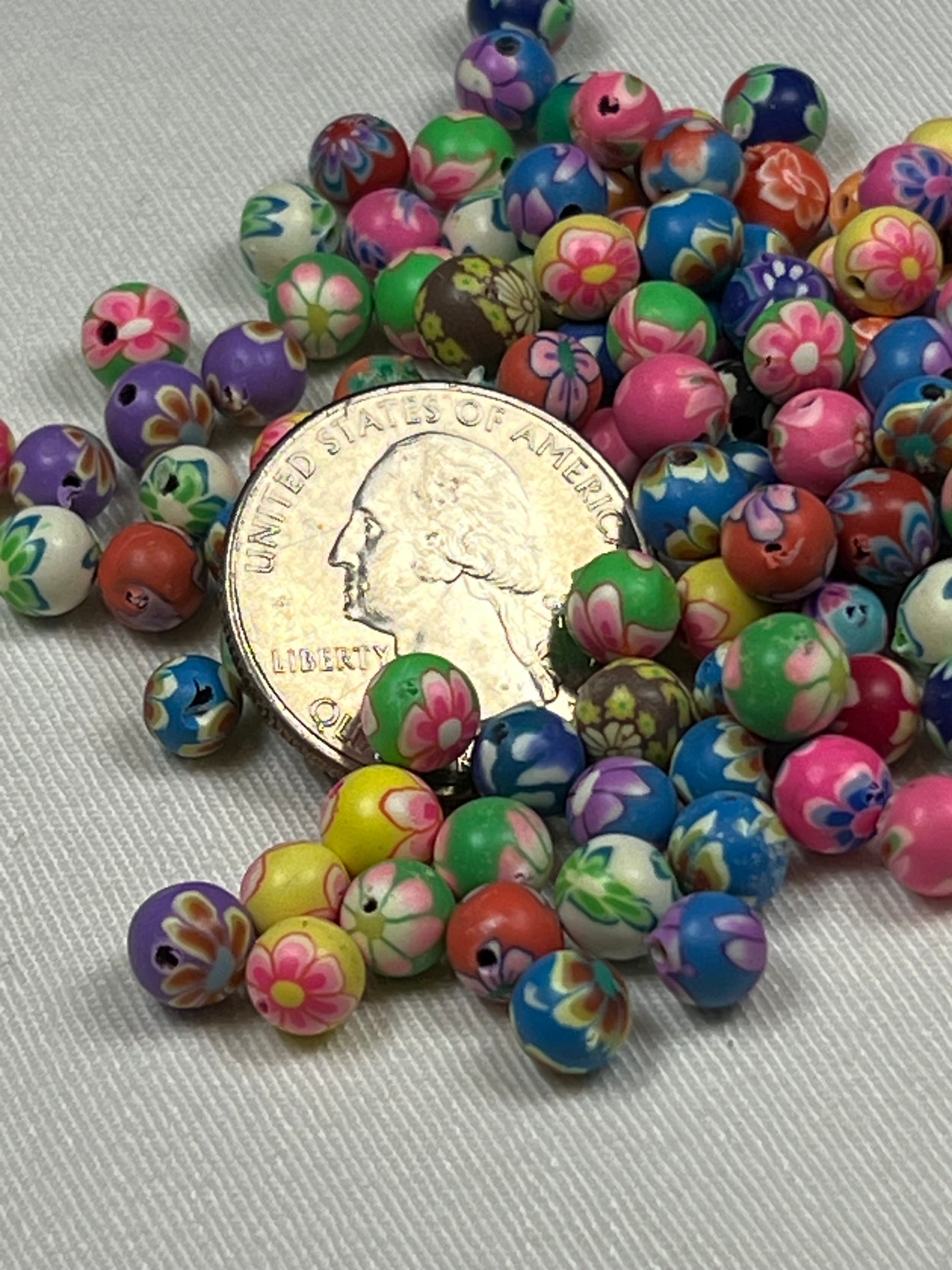 75 6mm Polymer Clay Beads Mixed Colors
